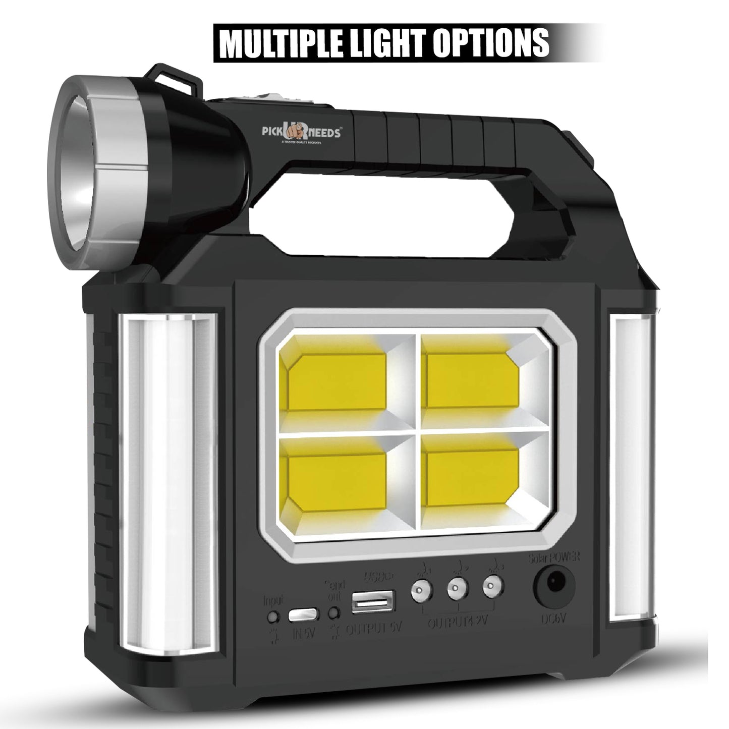 Pick Ur Needs Solar Rechargeable Mini Inverter Emergency Light with Solar Panel & 3 LED Solar Light Set  (Floor Mounted Pack of 1)