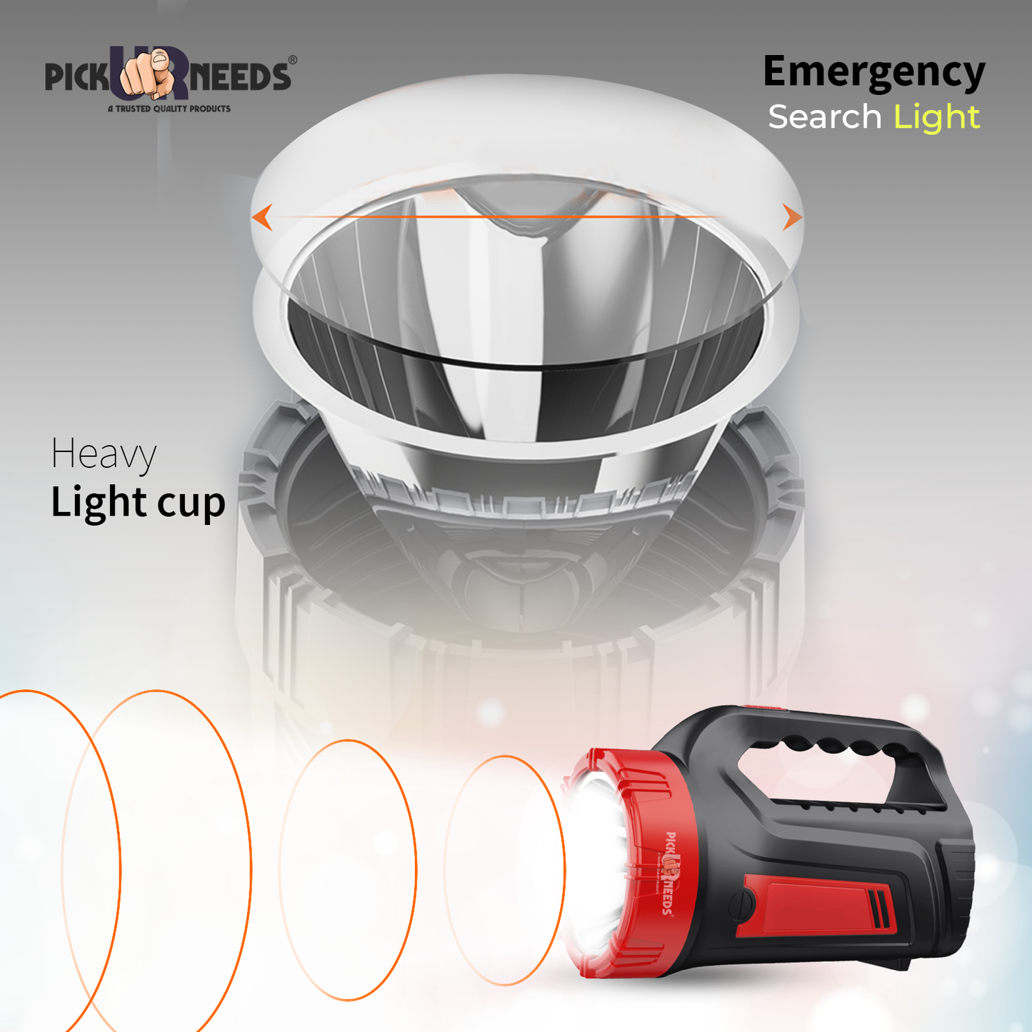 Pick Ur Needs Rechargeable Emergency 100W Long Range LED Search Torch Light With 8 Hrs Emergency Light
