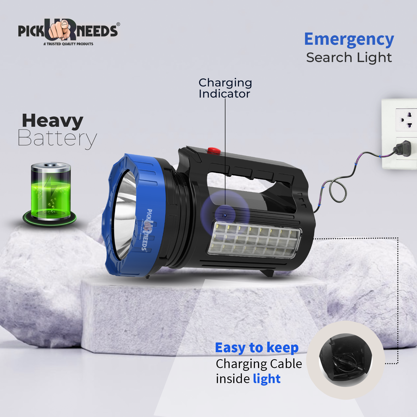 Pick Ur Needs 2 In 1 Rechargeable Emergency 150W+24 SMD Long Range LED Search Torch Light