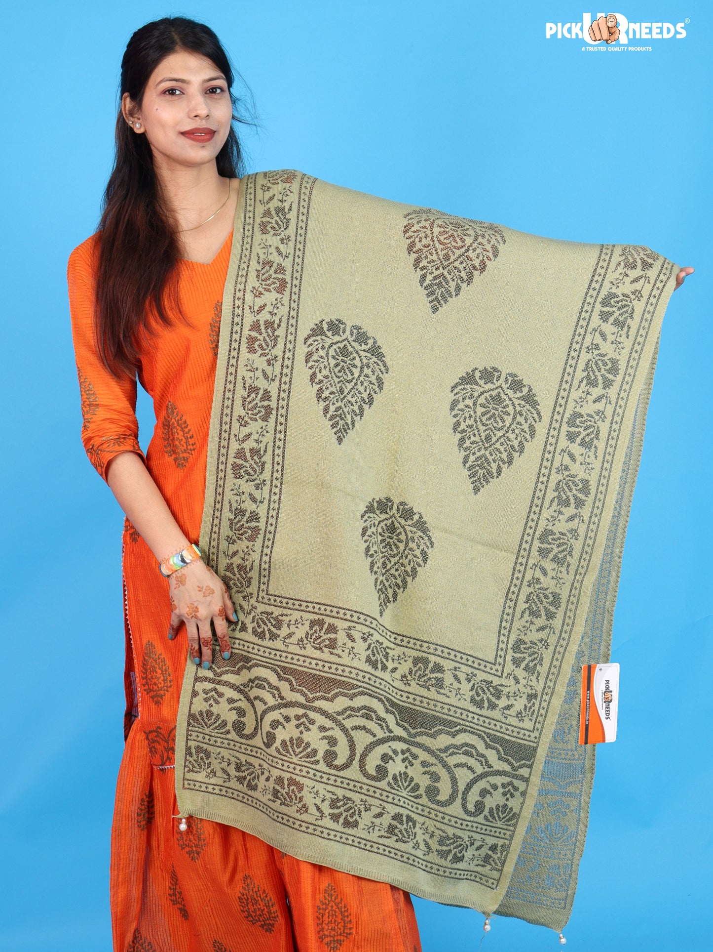 Pick Ur Needs Womens & Girls Soft Knitted Winter Shawl with Elegant Floral & Geometric Pattern, Warm Lightweight Stylish Stole For Ladies