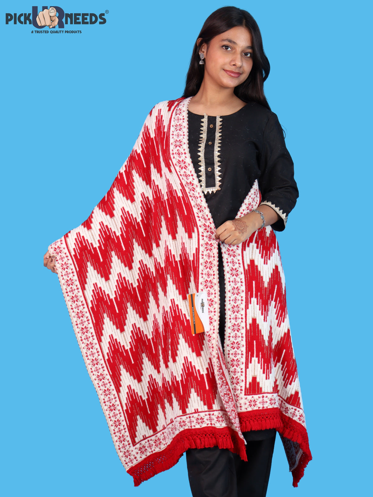 Pick Ur Needs Premium Wool Shawl For Womens & Girls Winter Muffler Soft Knitted Designer Wrap Warm Stole