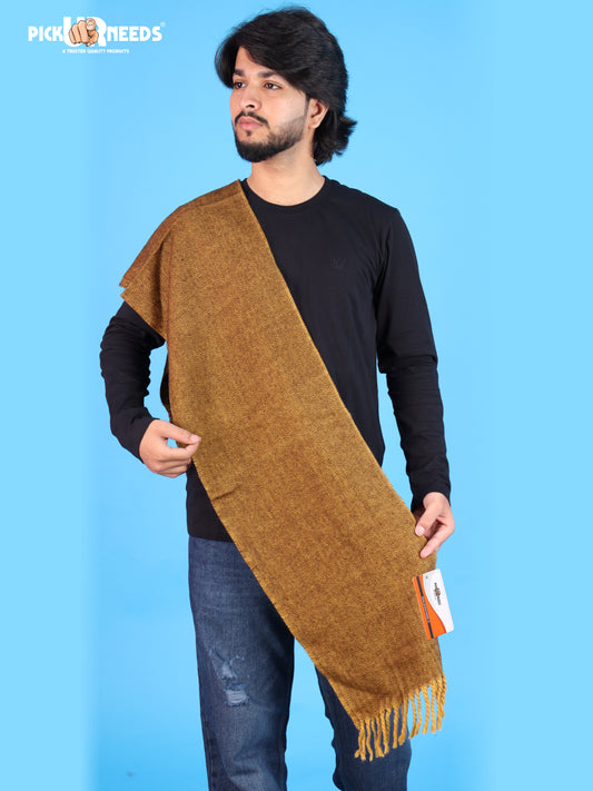 Pick Ur Needs Men's Muffler With Multi Color Strips Design Woolem Blend Fabric Stylish Tussles Ends Muffler For Men