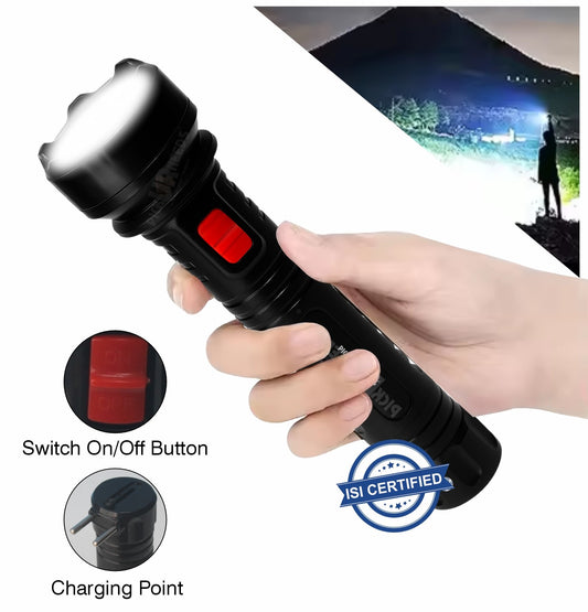 Pick Ur Needs 18W Rechargeable Home Emergency Long Range Torch Search Light 800 mAh Battery 10 hrs Torch Emergency Light  (Black)