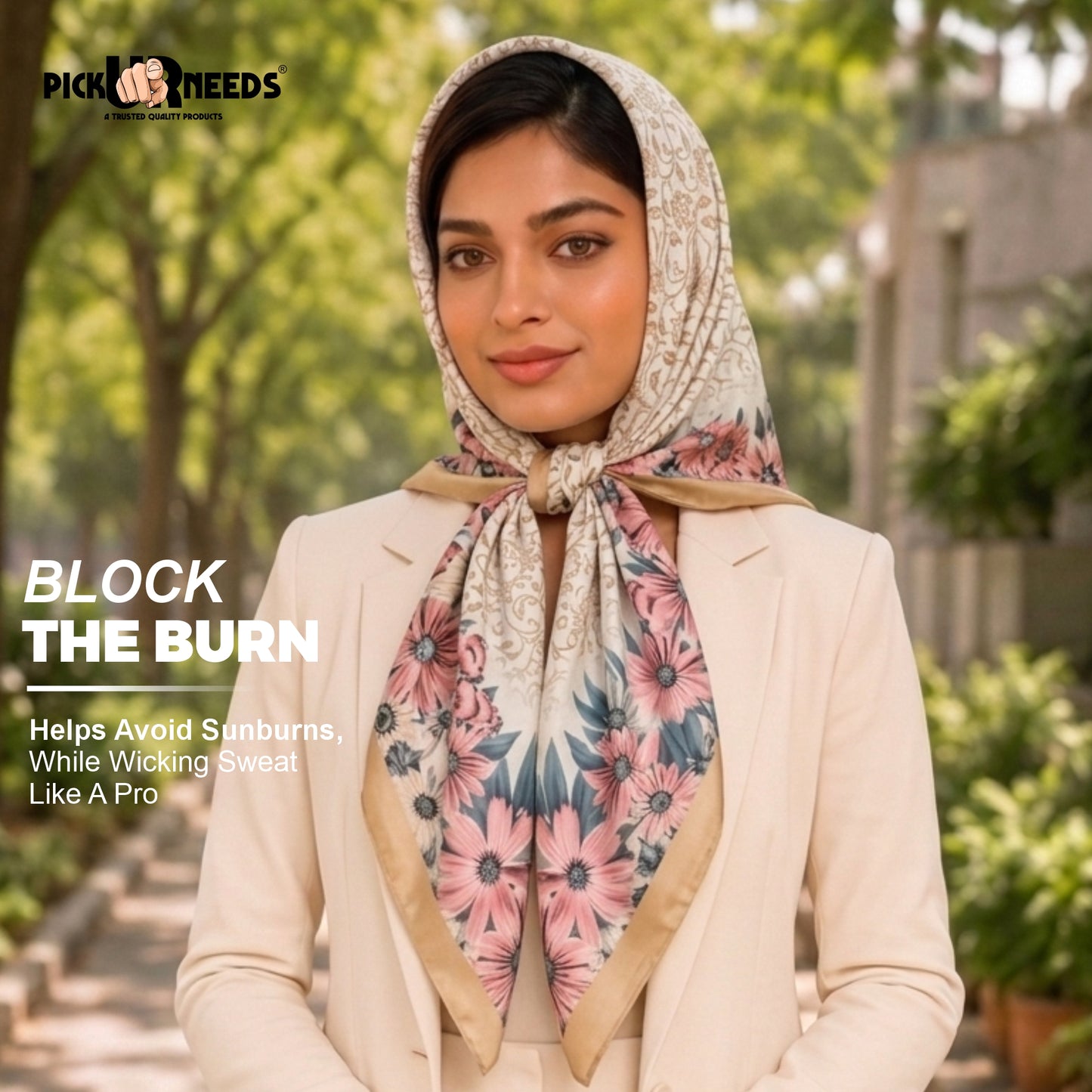 Pick Ur Needs Premium Summer Satin Silk Floral Printed Scarf for Womens & Girls Neck, Head, Shoulder Wrap Stole
