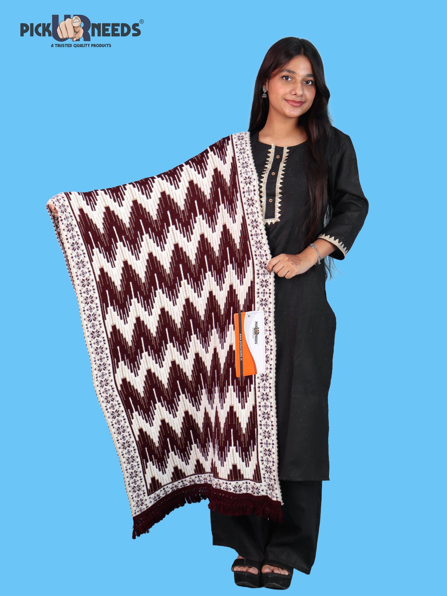 Pick Ur Needs Premium Wool Shawl For Womens & Girls Winter Muffler Soft Knitted Designer Wrap Warm Stole