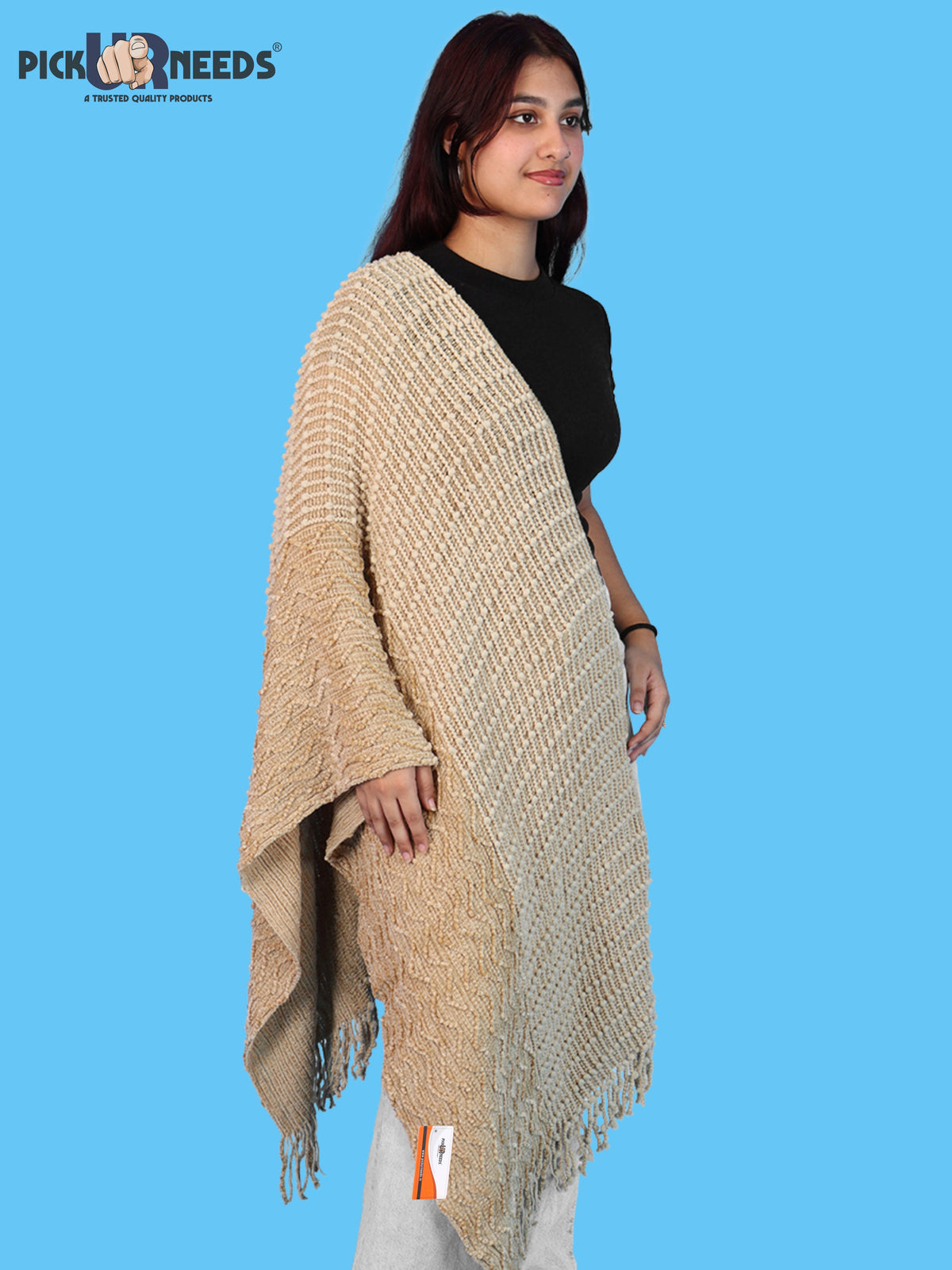 Pick Ur Needs Winter Premium Muffler for Women Soft Textured Woven with Elegant Fringe Detailing Warm For Girls