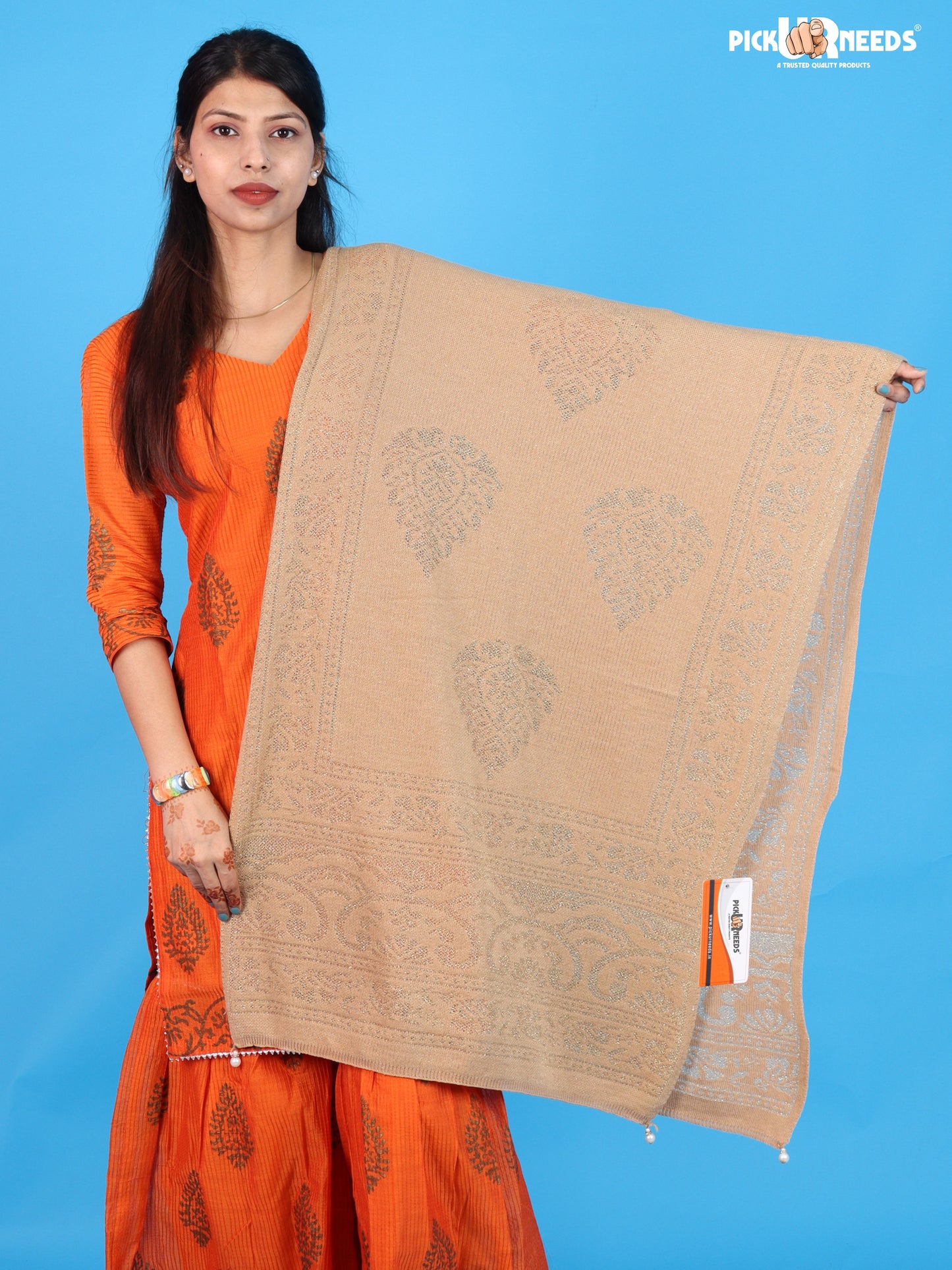 Pick Ur Needs Womens & Girls Soft Knitted Winter Shawl with Elegant Floral & Geometric Pattern, Warm Lightweight Stylish Stole For Ladies