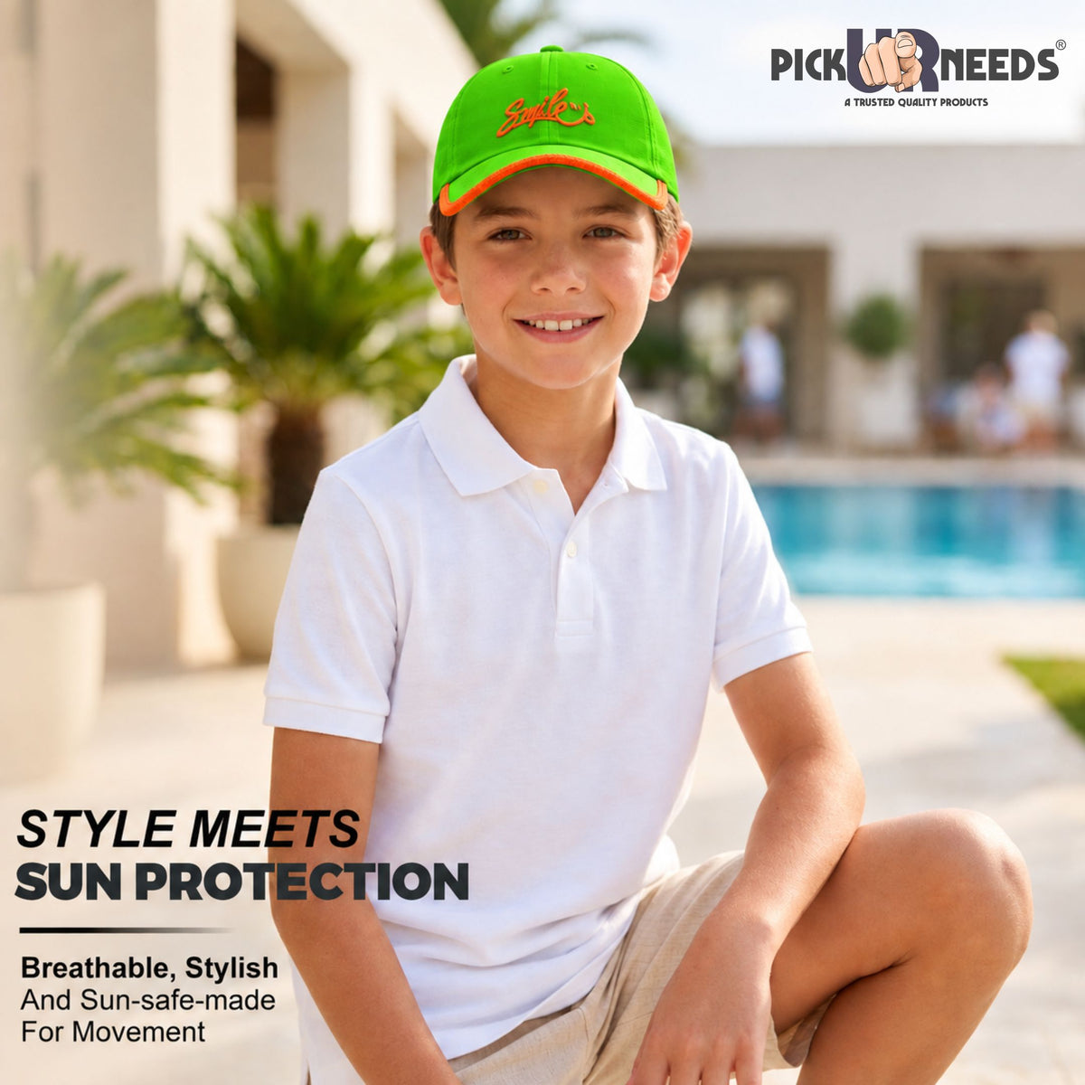 Pick Ur Needs Smile Embroidered Baseball Cap, Adjustable Dad Hat, Everyday Essential Sun Protection Caps Kids