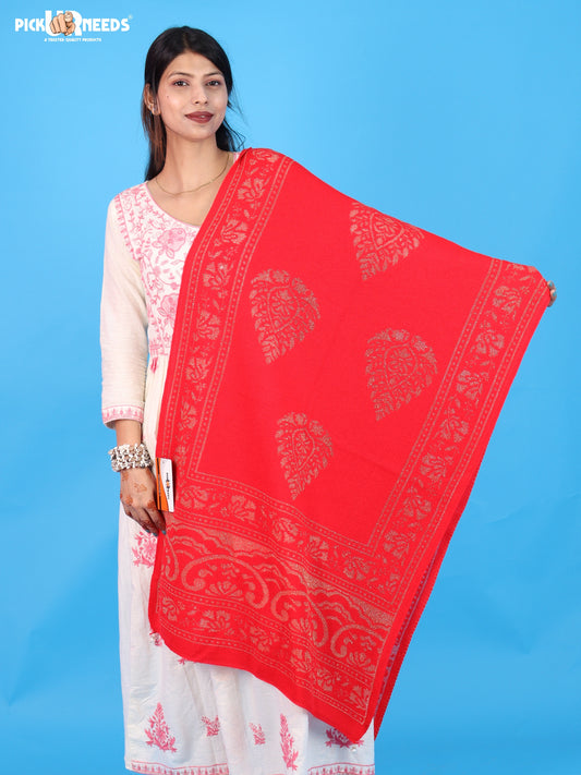 Pick Ur Needs Womens & Girls Soft Knitted Winter Shawl with Elegant Floral & Geometric Pattern, Warm Lightweight Stylish Stole For Ladies