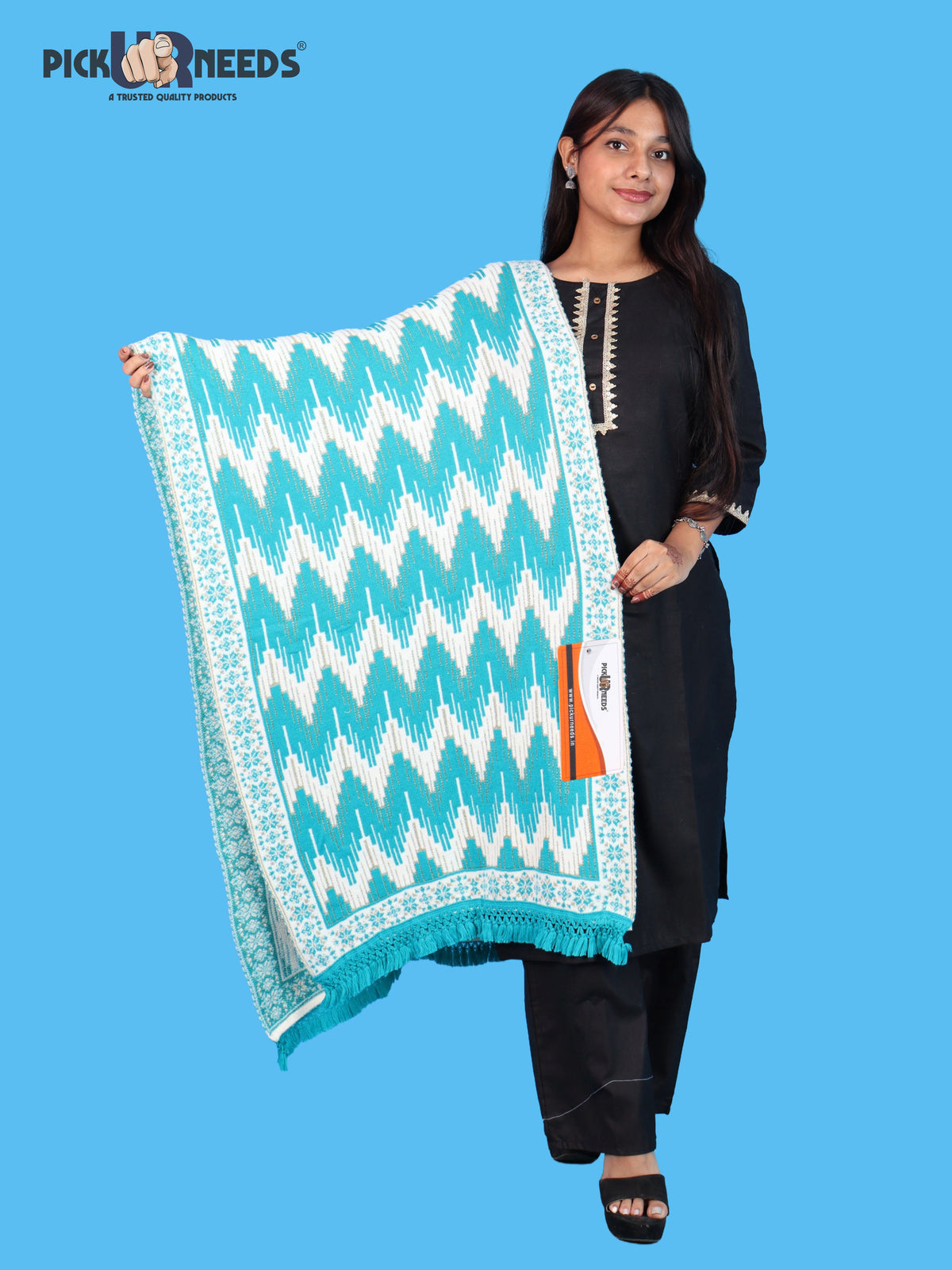 Pick Ur Needs Premium Wool Shawl For Womens & Girls Winter Muffler Soft Knitted Designer Wrap Warm Stole