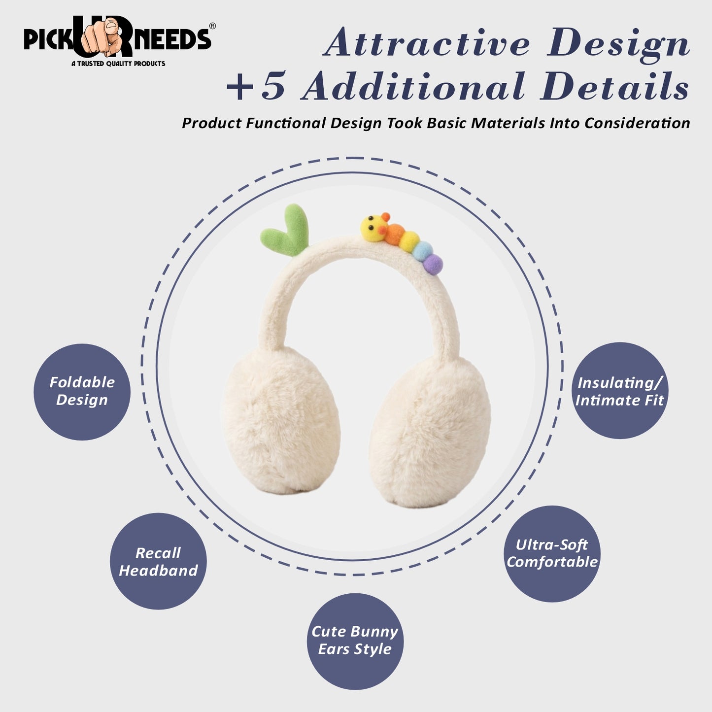 Pick Ur Needs Stylish Stone Design Foldable / Adjustable Ear Muff High Quality Furr Ear Warmer Ear Muff