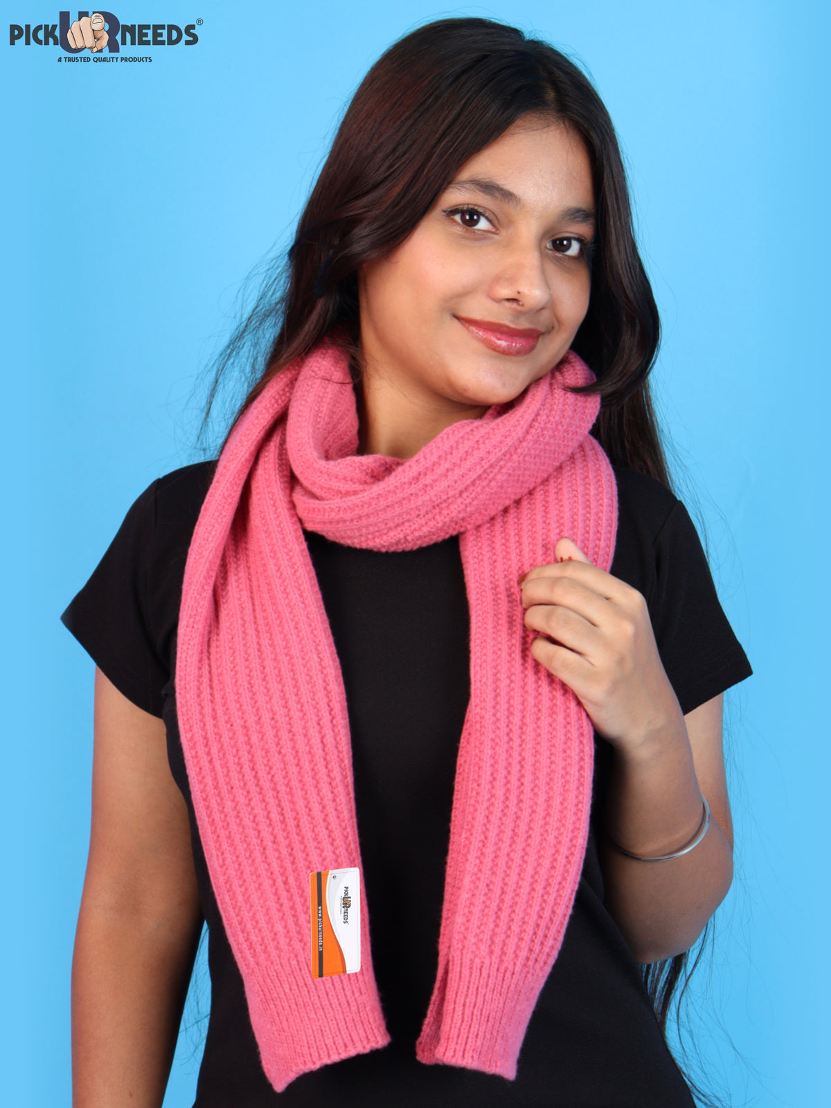 Pick Ur Needs Womens Stylish Knitted Muffler Scarf, Long Ribbed Knit Winter Neck Wrap, Soft Textured Cozy Scarf for Girls