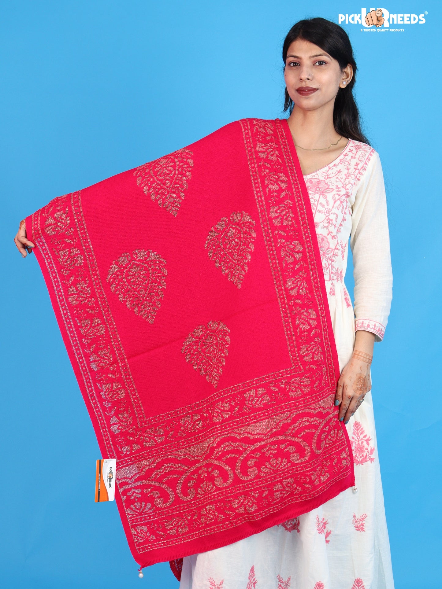 Pick Ur Needs Womens & Girls Soft Knitted Winter Shawl with Elegant Floral & Geometric Pattern, Warm Lightweight Stylish Stole For Ladies