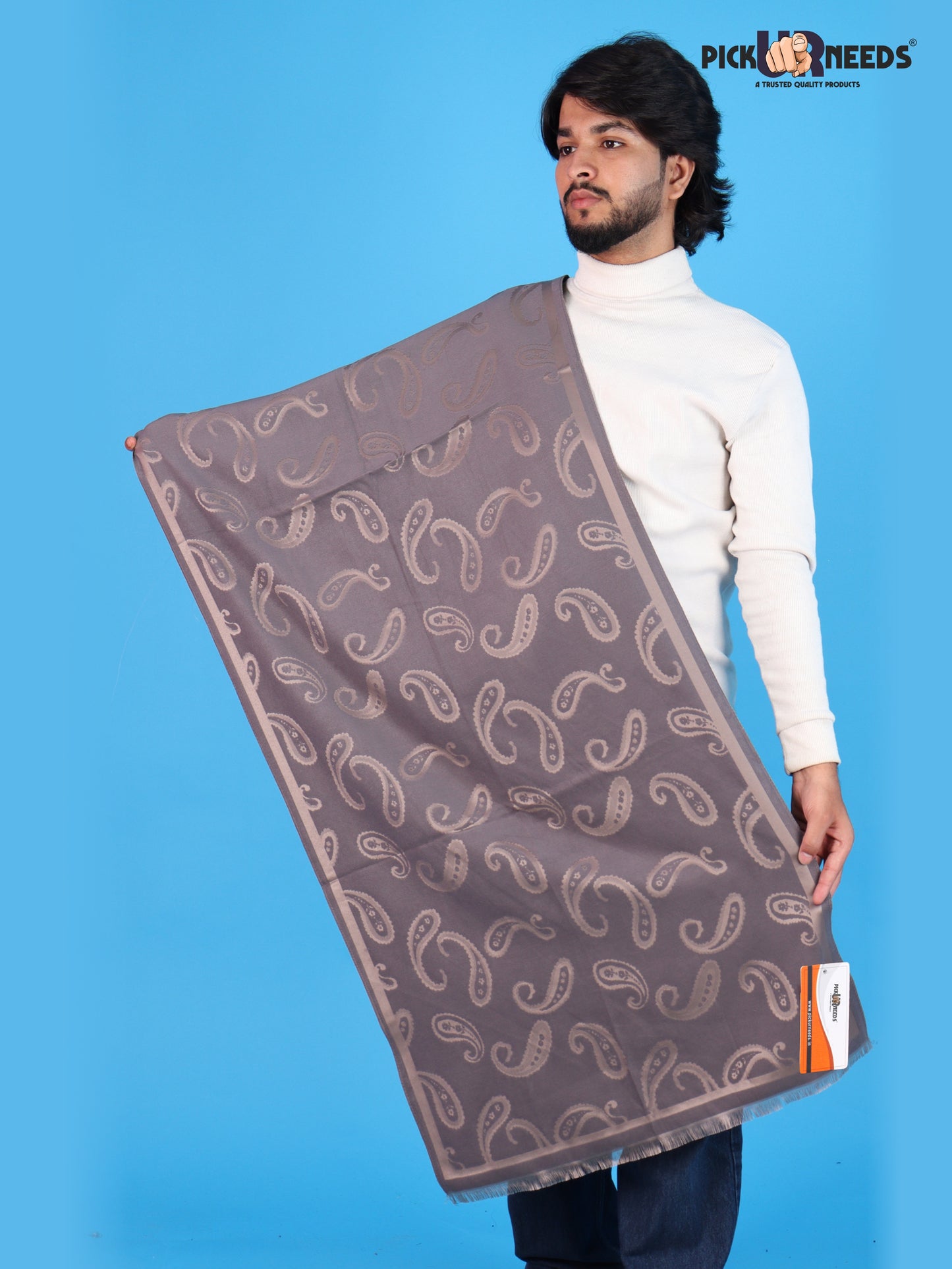Pick Ur Needs Mens 2-in-1 Shawl & Stole, Elegant Paisley Print Winter Wrap, Lightweight Warm Shoulder Scarf for Boys, Stylish Reversible-Style