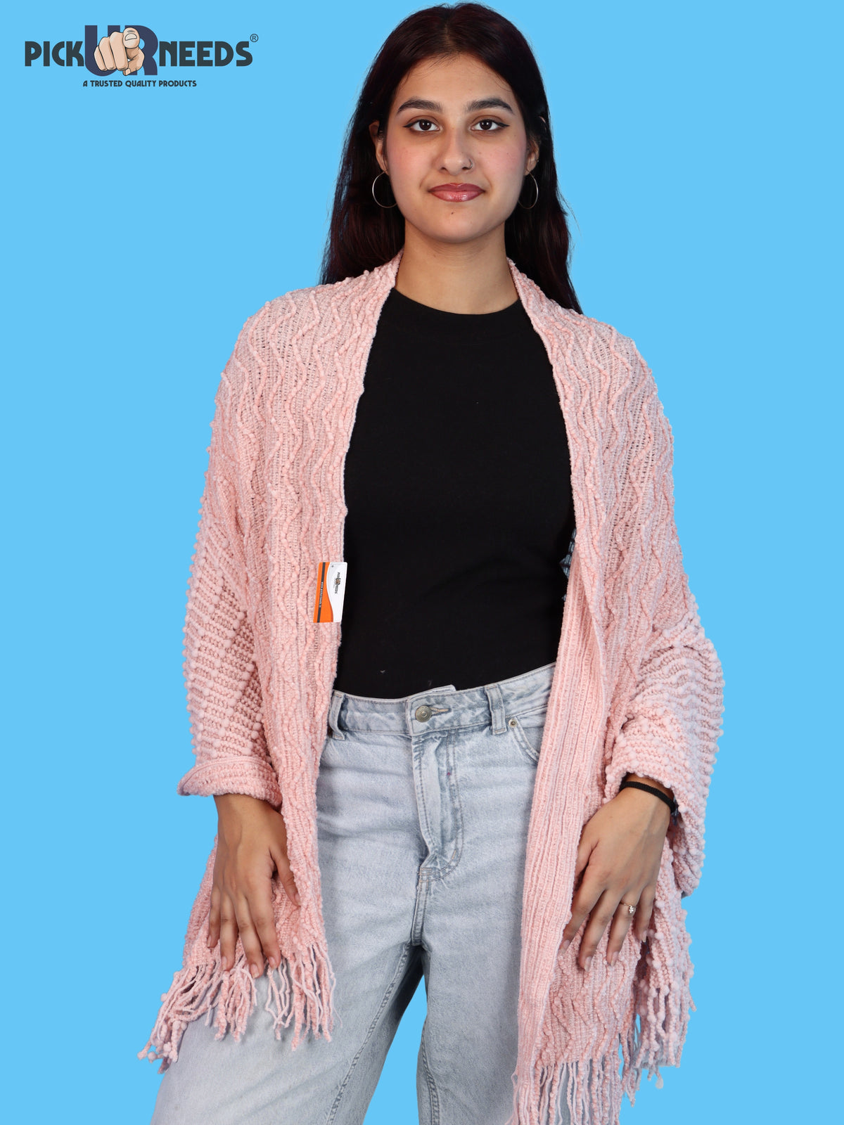 Pick Ur Needs Winter Premium Muffler for Women Soft Textured Woven with Elegant Fringe Detailing Warm For Girls