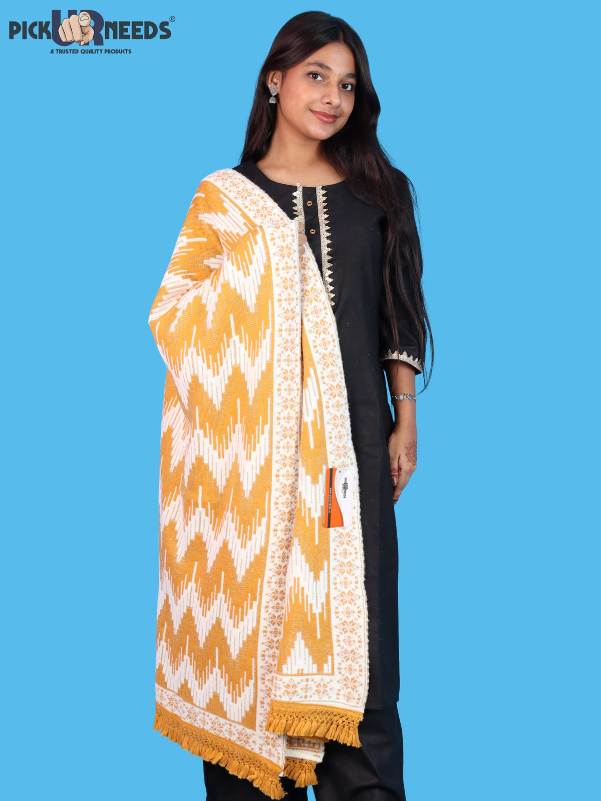 Pick Ur Needs Premium Wool Shawl For Womens & Girls Winter Muffler Soft Knitted Designer Wrap Warm Stole