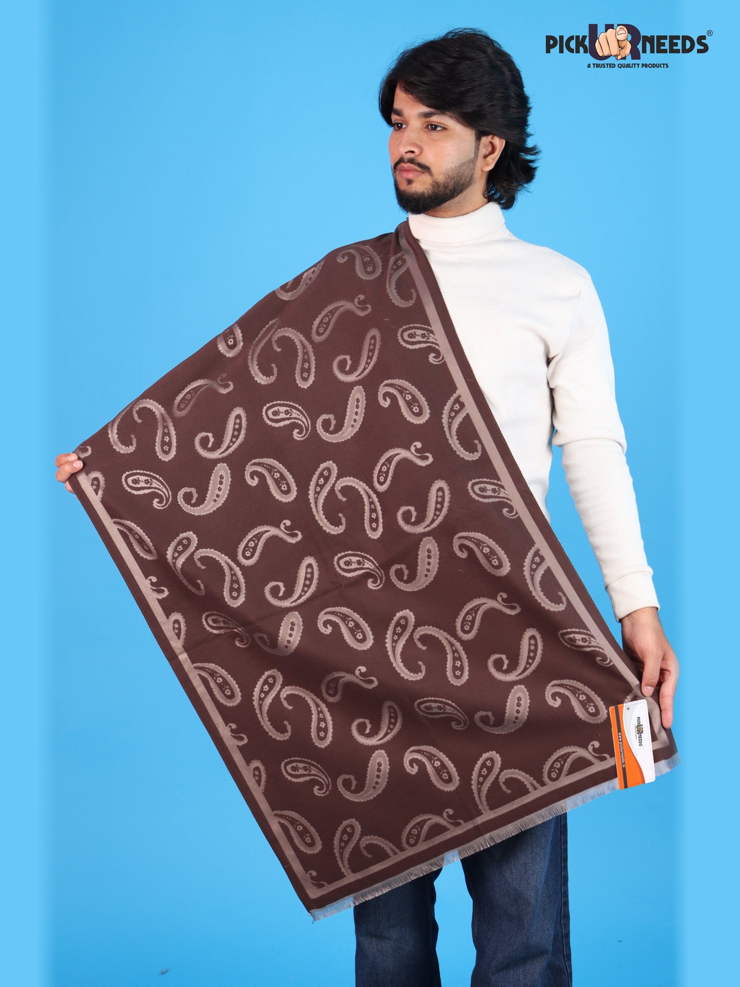 Pick Ur Needs Mens 2-in-1 Shawl & Stole, Elegant Paisley Print Winter Wrap, Lightweight Warm Shoulder Scarf for Boys, Stylish Reversible-Style