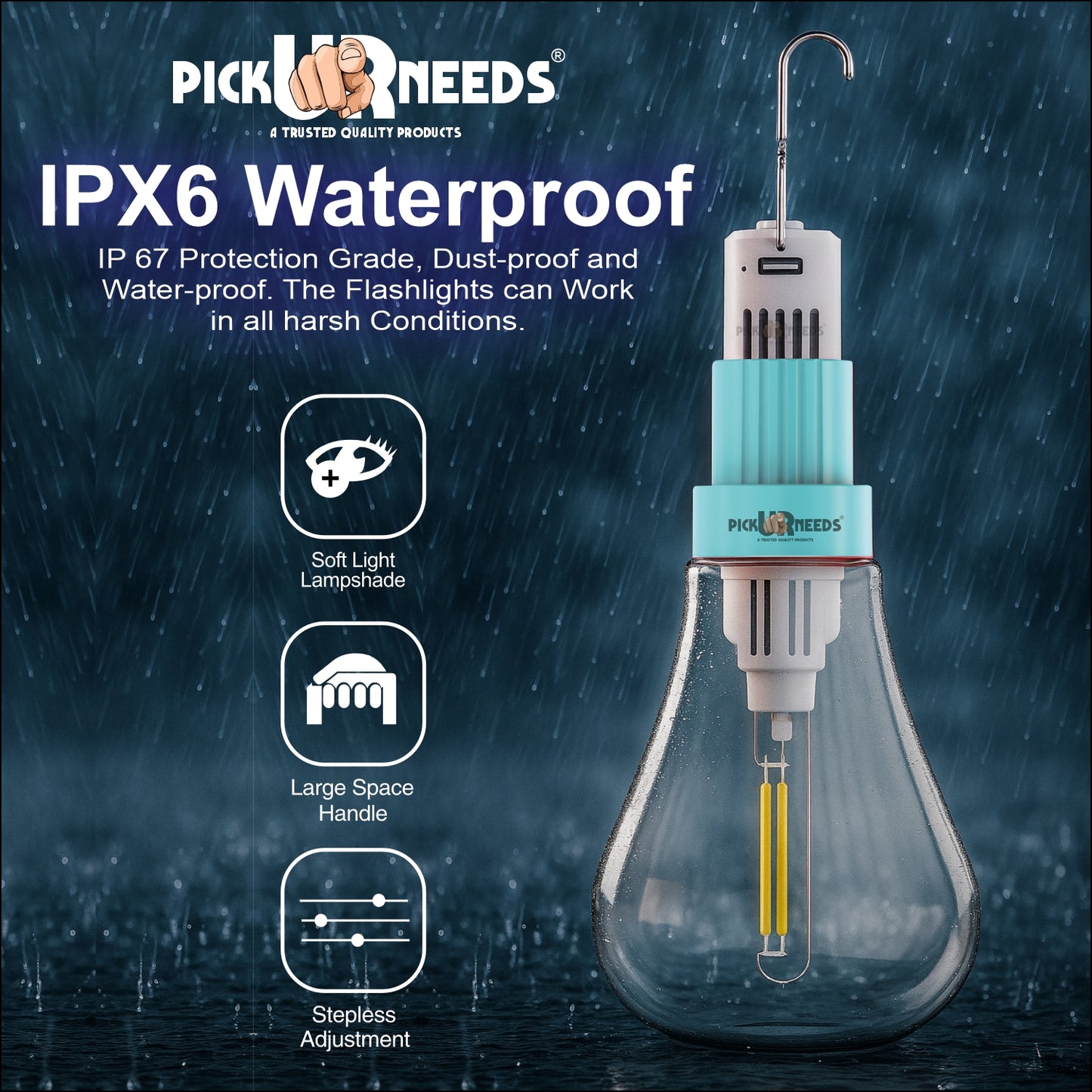 Pick Ur Needs 100W LED Rechargeable Light Bulb with 3 Modes, Ideal for Home, Outdoor,Powercuts 5 hrs Bulb Emergency Light