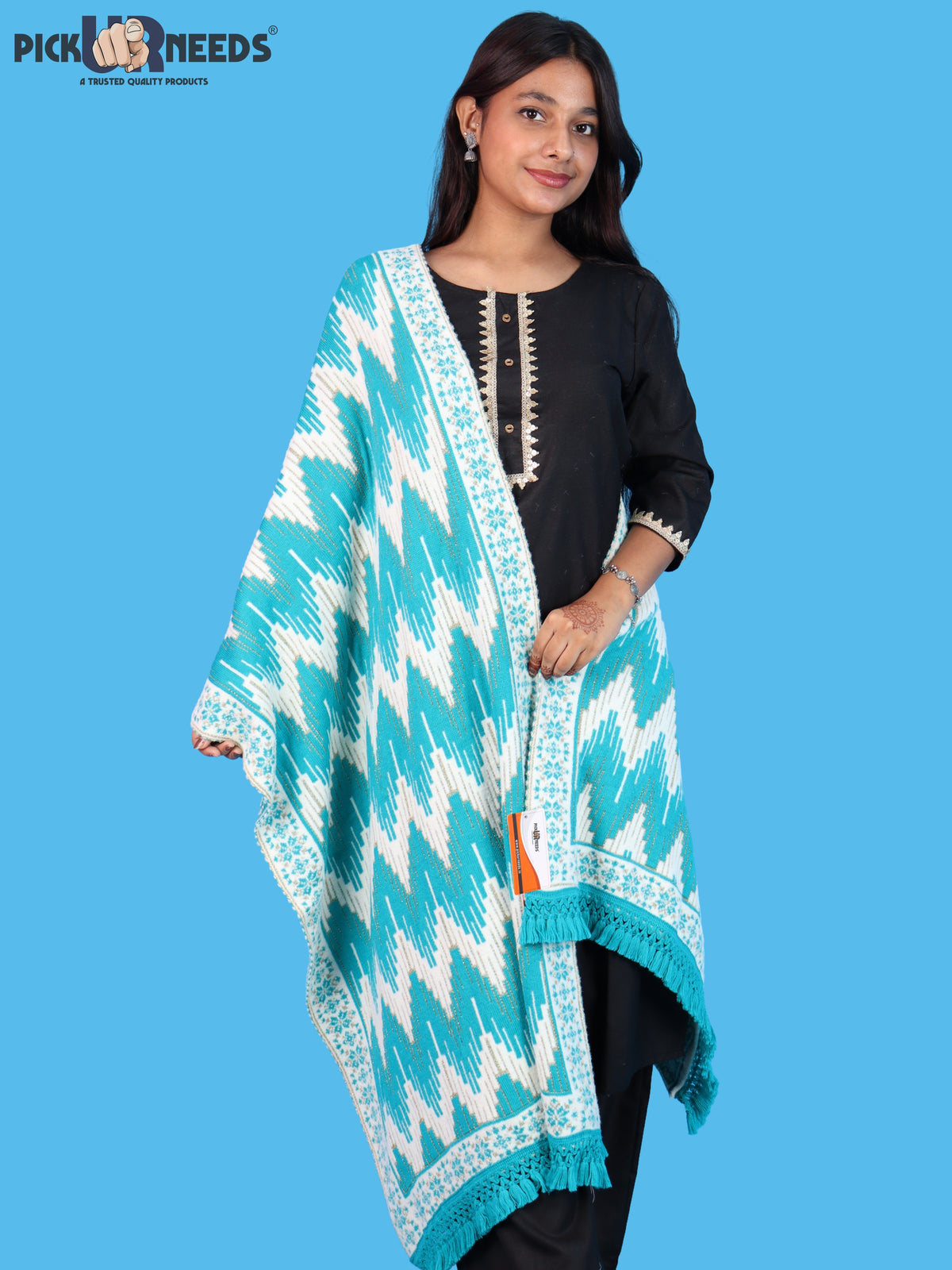 Pick Ur Needs Premium Wool Shawl For Womens & Girls Winter Muffler Soft Knitted Designer Wrap Warm Stole