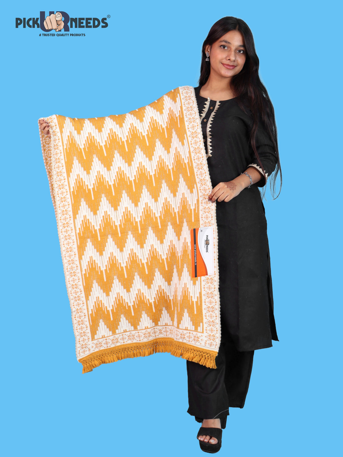 Pick Ur Needs Premium Wool Shawl For Womens & Girls Winter Muffler Soft Knitted Designer Wrap Warm Stole