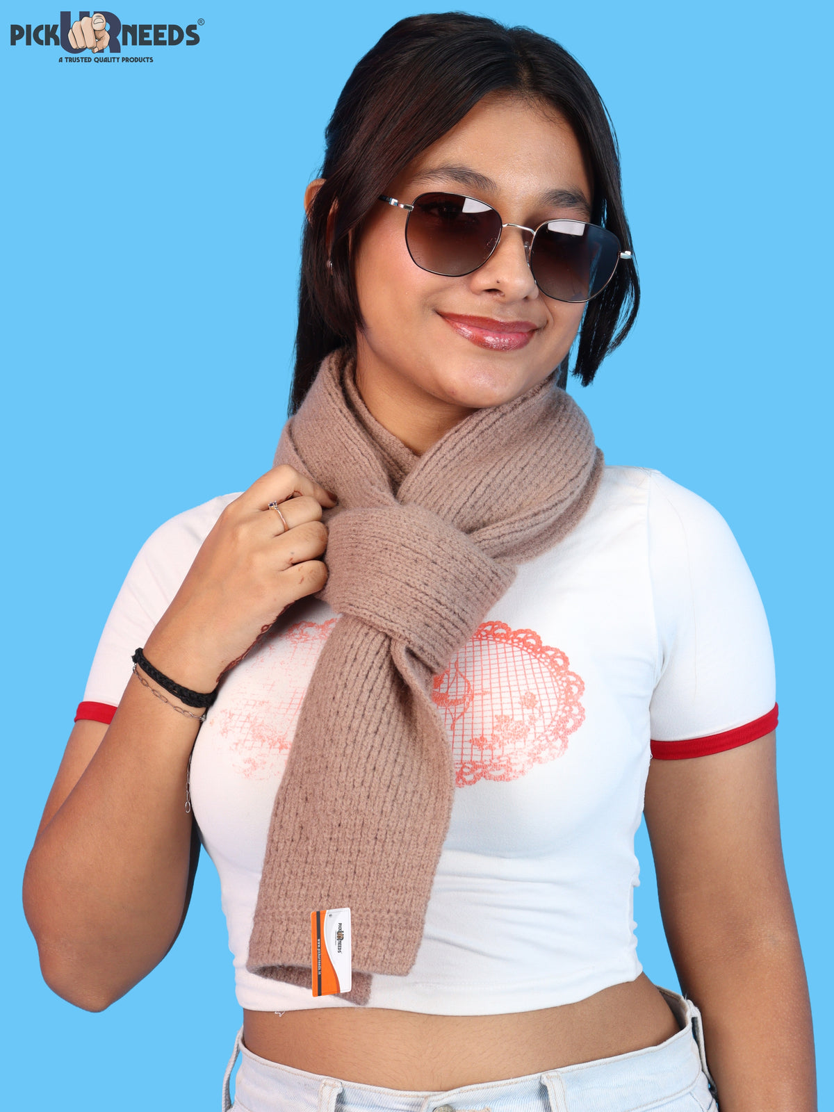 Pick Ur Needs Womens Soft Muffler Scarf, Lightweight Knitted Winter Stole, Warm & Cozy Long Neck Wrap for Women & Girls