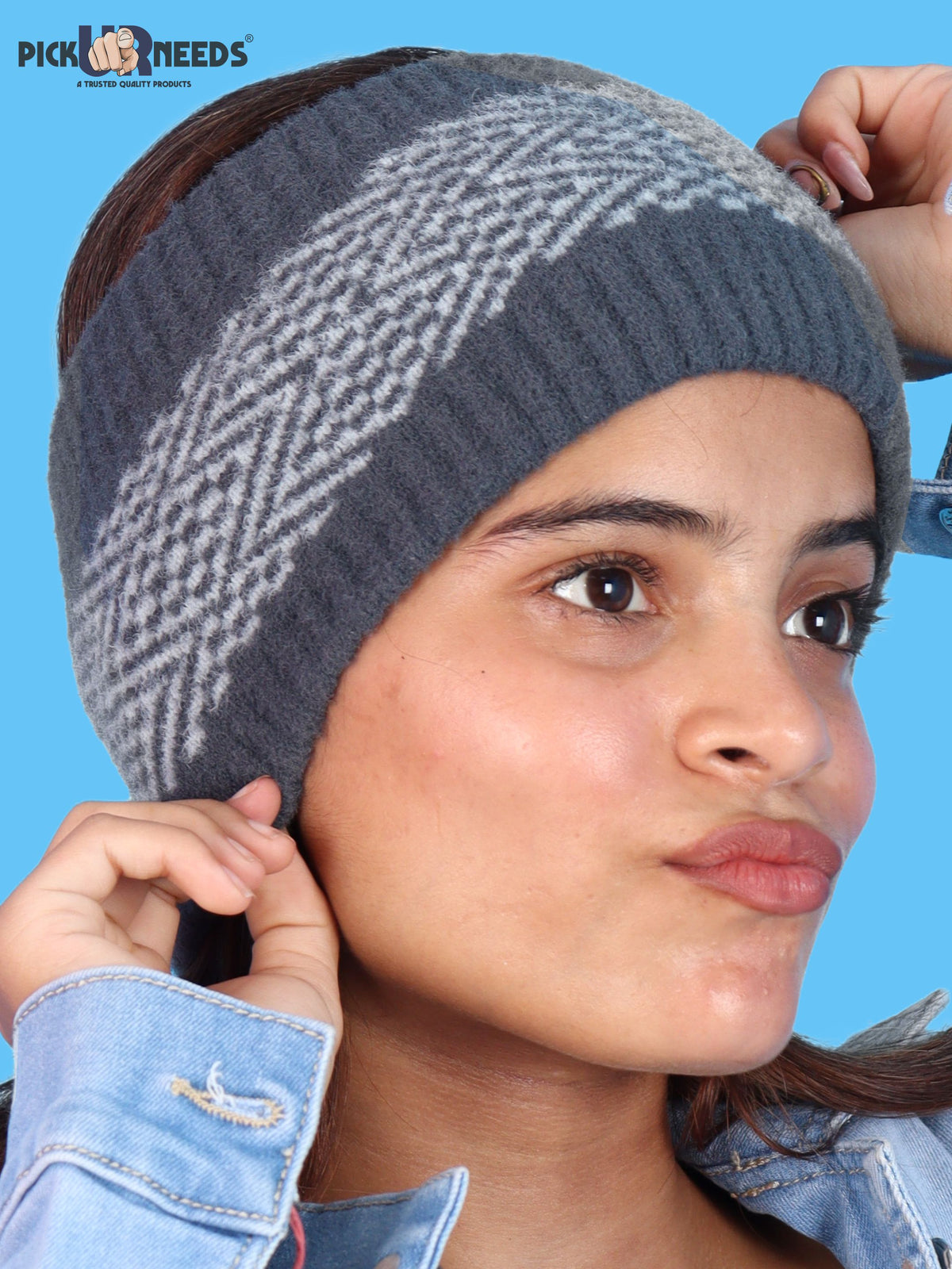 Pick Ur Needs Unisex Winter Headband Ear Warmer For Women & Men Soft Stretch Warm Head Wrap with Geometric Pattern