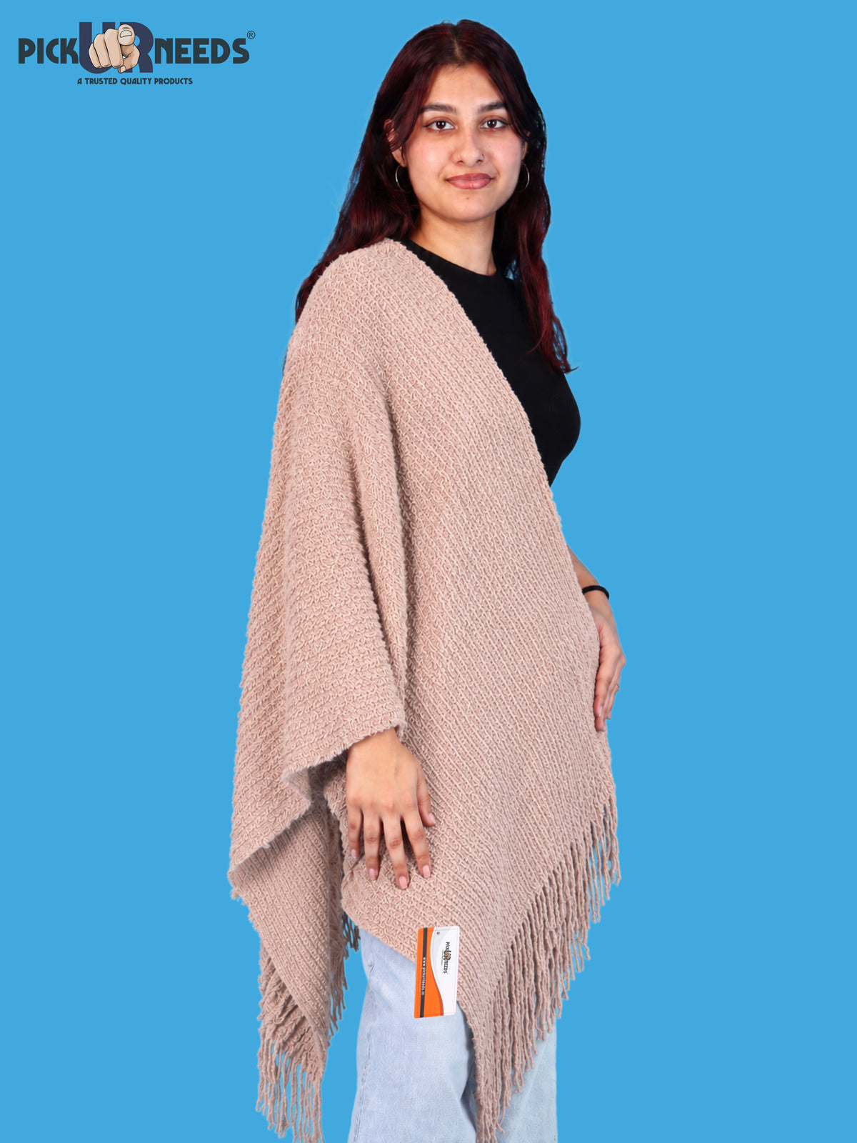 Pick Ur Needs Womens Winter shawl with Soft Plush Texture & Long Fringe Detailing Elegant Wrap for Ladies & Girls Cozy Seasonal Shoulder Cover for Casual, Ethnic & Western Outfits