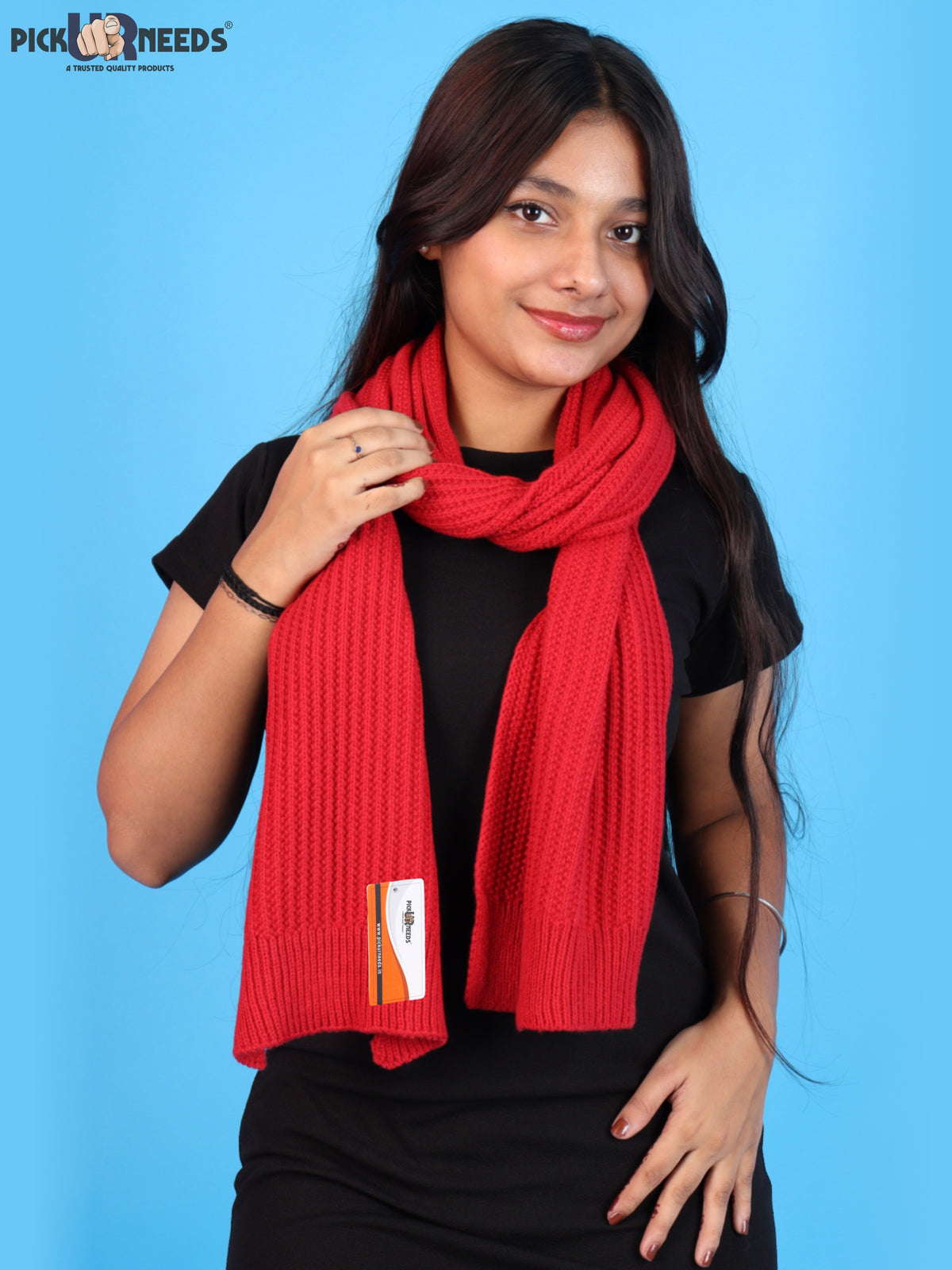 Pick Ur Needs Womens Stylish Knitted Muffler Scarf, Long Ribbed Knit Winter Neck Wrap, Soft Textured Cozy Scarf for Girls