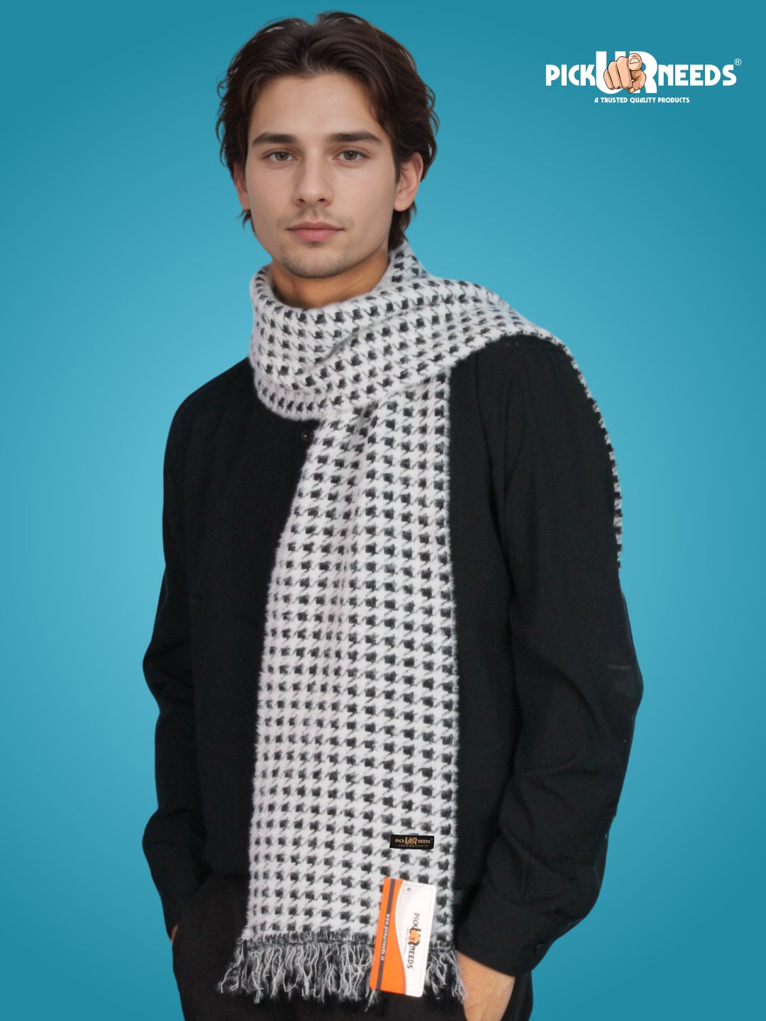 Pick Ur Needs Soft Warm Woolen Premium Winter Muffler for Men Scarf with Stylish Check Pattern Long & Comfortable Cold Weather Neck Wrap