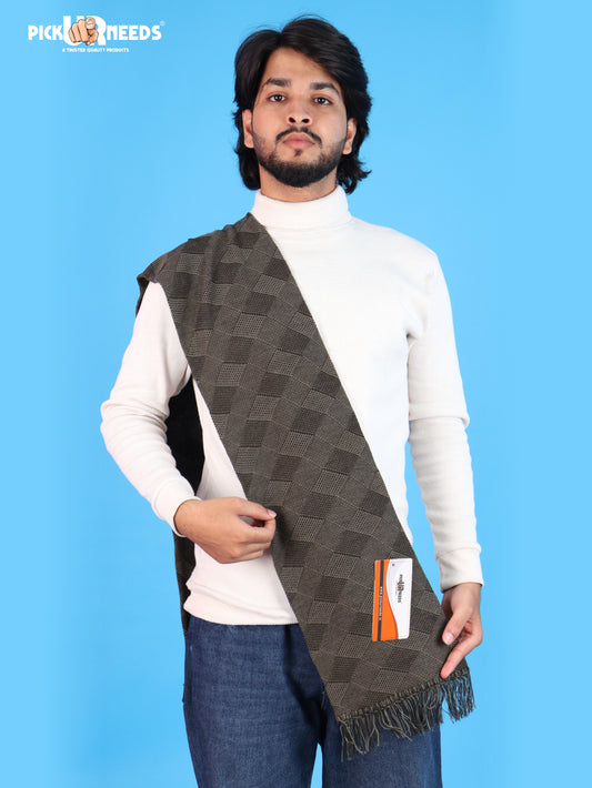 Pick Ur Needs Premium Men's Warm And Stylish Woolen Muffler Angoora With Solid Color Plain Design And Stylish Tussles Ends Muffler For Men