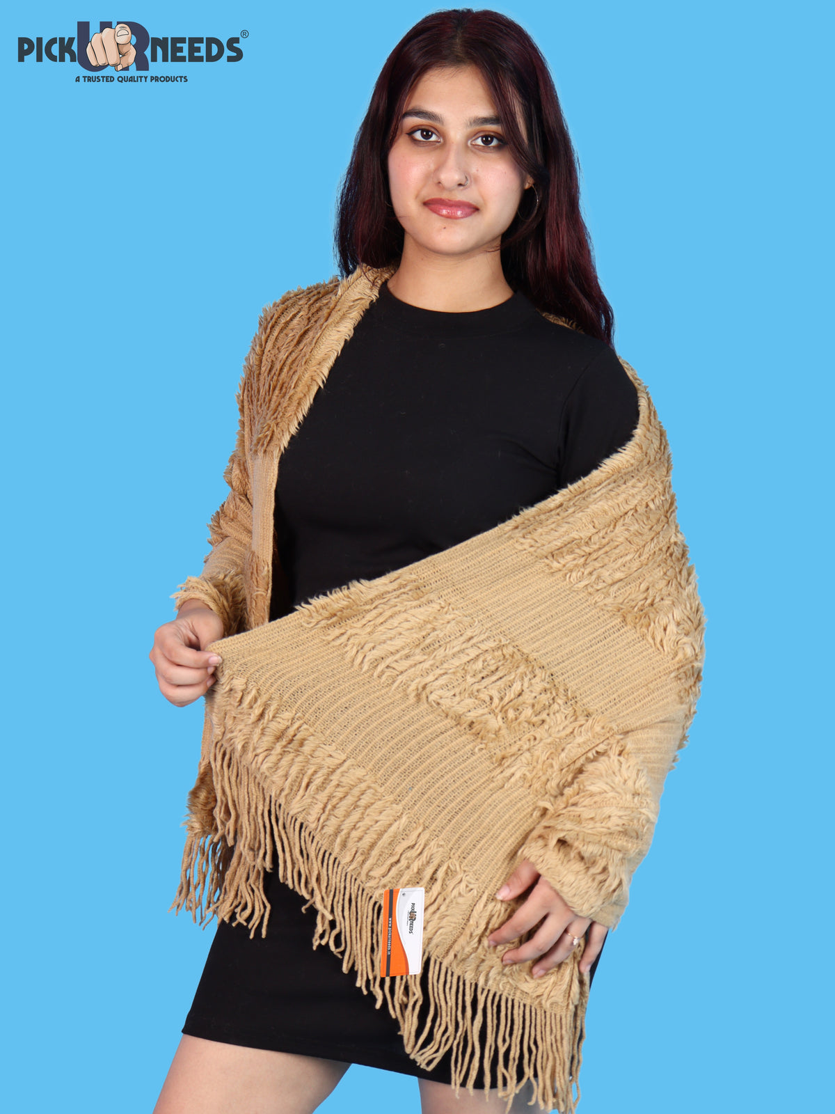 Pick Ur Needs Premium Winter Muffler for Women & Girls Soft Textured Woven with Fringe Detailing Warm Lightweight Neck Wrap