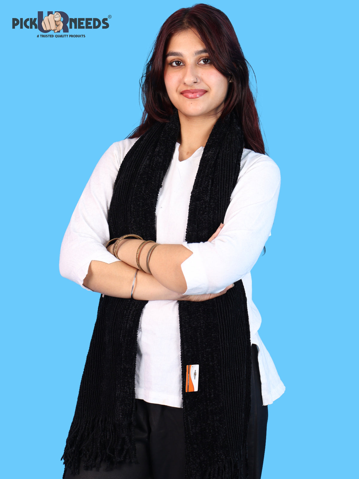 Pick Ur Needs Premium Winter Stole & Muffler for Women Soft Woven Textured Wrap with Elegant Fringes Warm Shawl