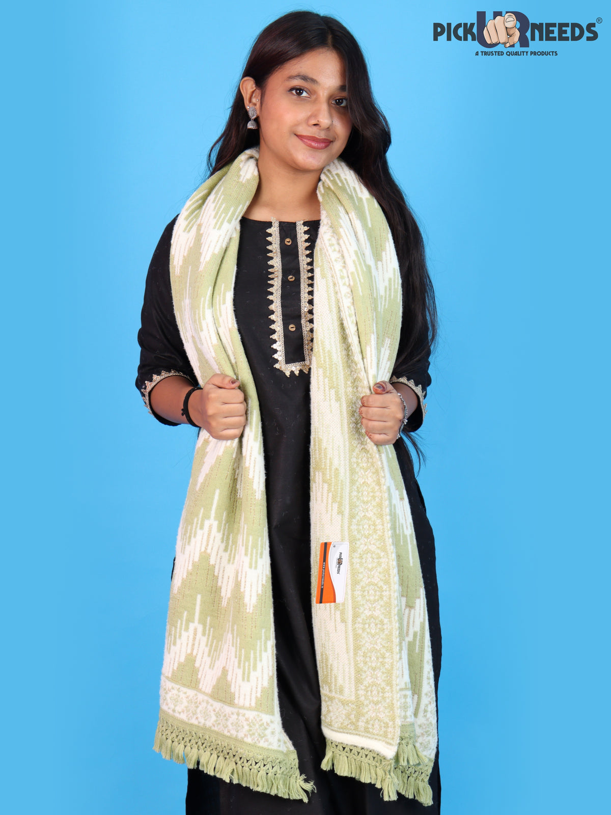 Pick Ur Needs Premium Wool Shawl For Womens & Girls Winter Muffler Soft Knitted Designer Wrap Warm Stole