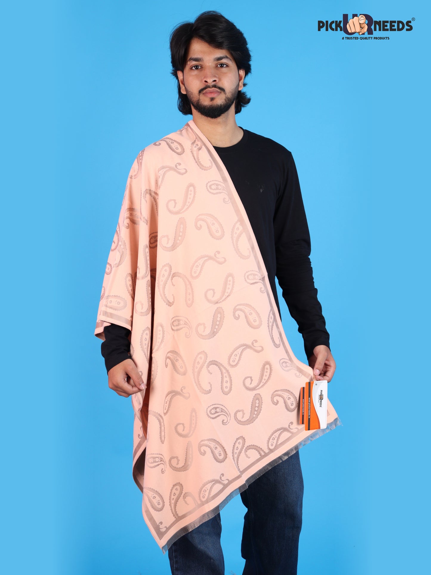 Pick Ur Needs Mens 2-in-1 Shawl & Stole, Elegant Paisley Print Winter Wrap, Lightweight Warm Shoulder Scarf for Boys, Stylish Reversible-Style