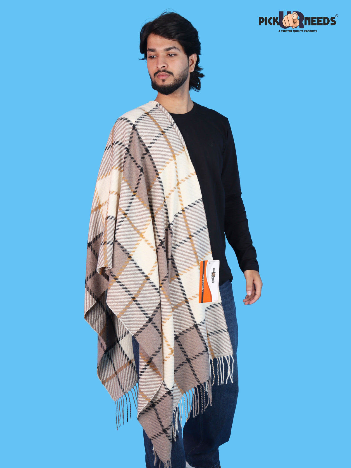 Pick Ur Needs Warm Soft Woolen Shawl for Men Soft Warm Traditional Shoulder Wrap