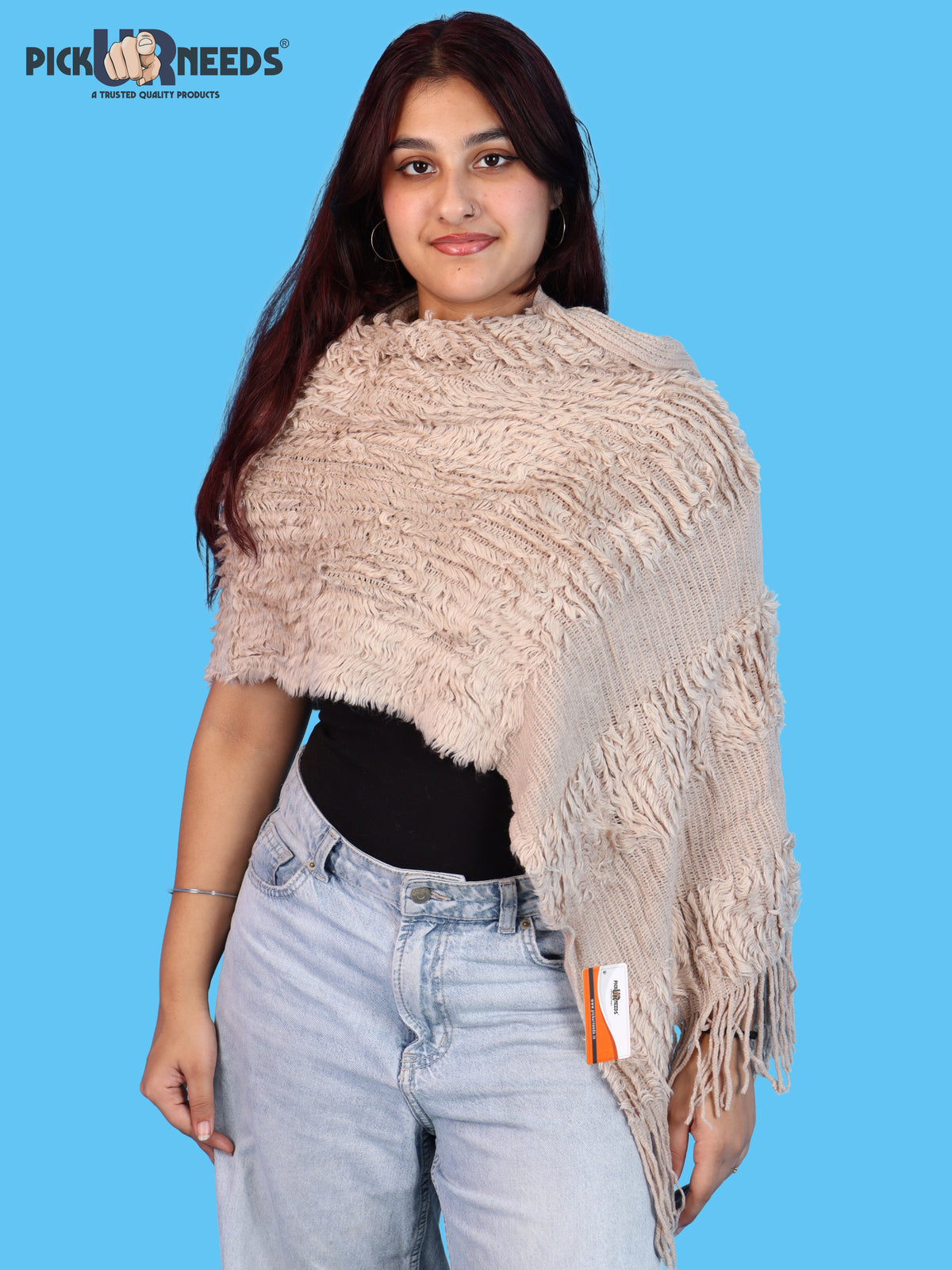 Pick Ur Needs Warm Winter Shawl & Stole for Women & Girls Soft Textured Woven Wrap with Fringe Detailing