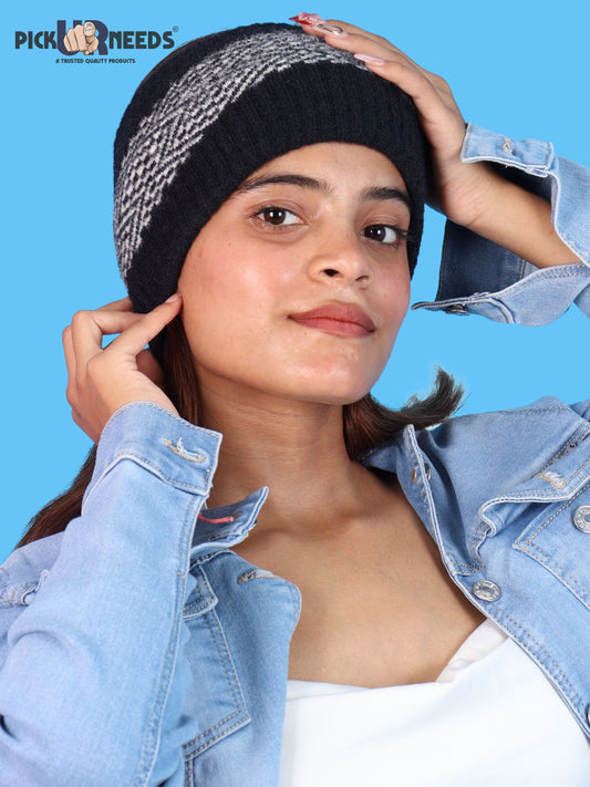 Pick Ur Needs Unisex Winter Headband Ear Warmer For Women & Men Soft Stretch Warm Head Wrap with Geometric Pattern