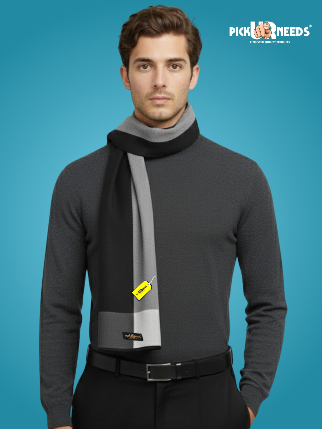 Pick Ur Needs Men’s Premium Winter Wool Muffler – Soft & Warm Knitted Scarf for Casual, Office & Travel Stylish Stripe Design