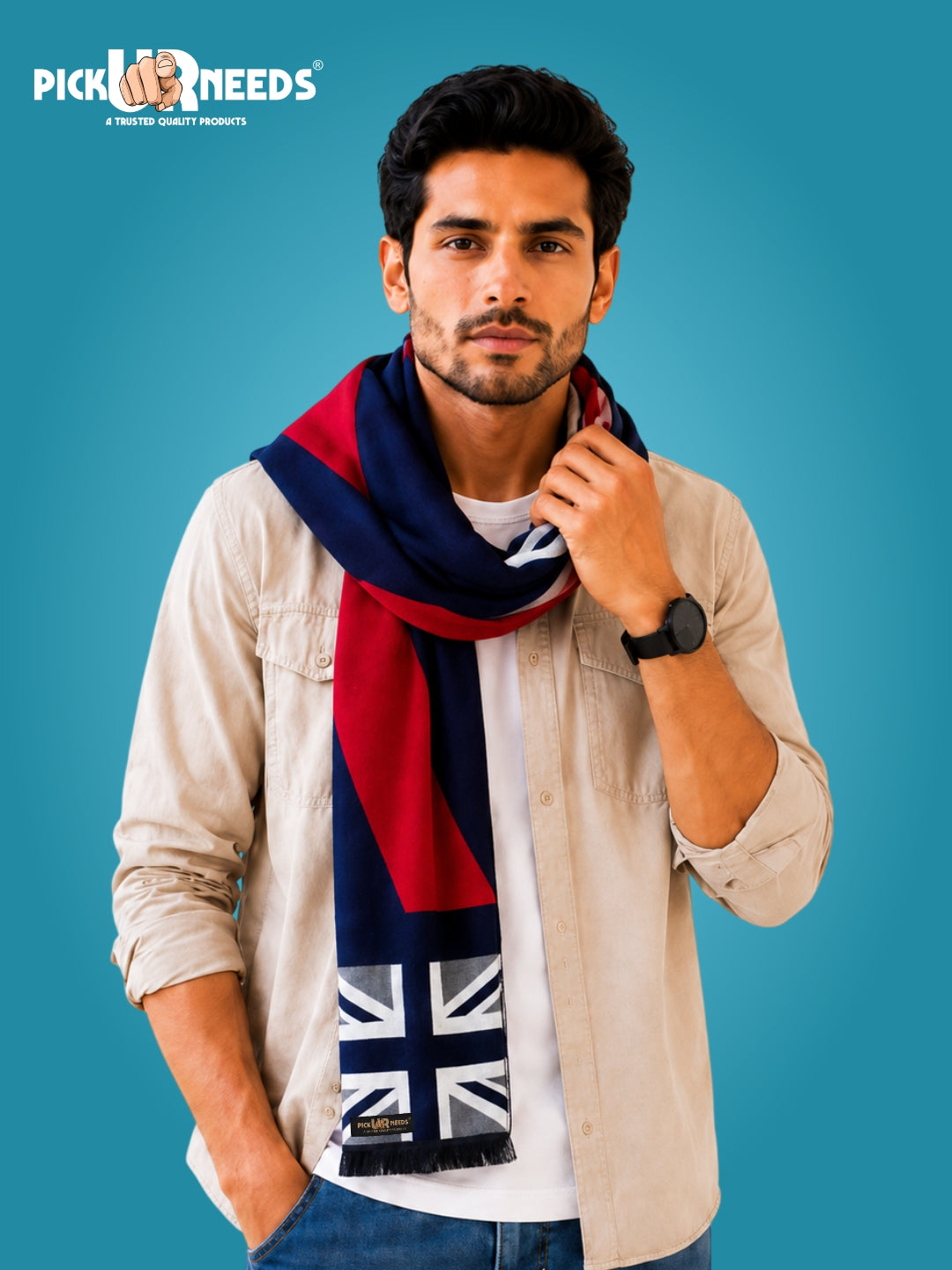 Pick Ur Needs Wool Blend Muffler for Men Soft Winter Scarf with Elegant Checks All-Day Comfort
