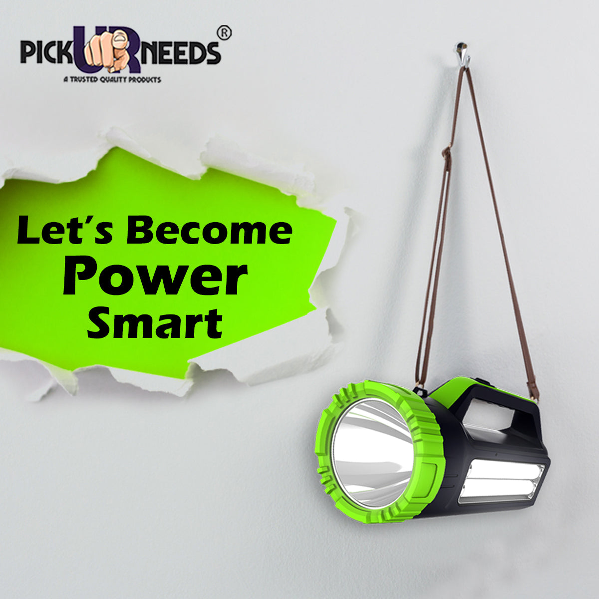 Pick Ur Needs Long Range Search Torch Light Emergency Rechargeable Handheld Torch + Side 2 Tube