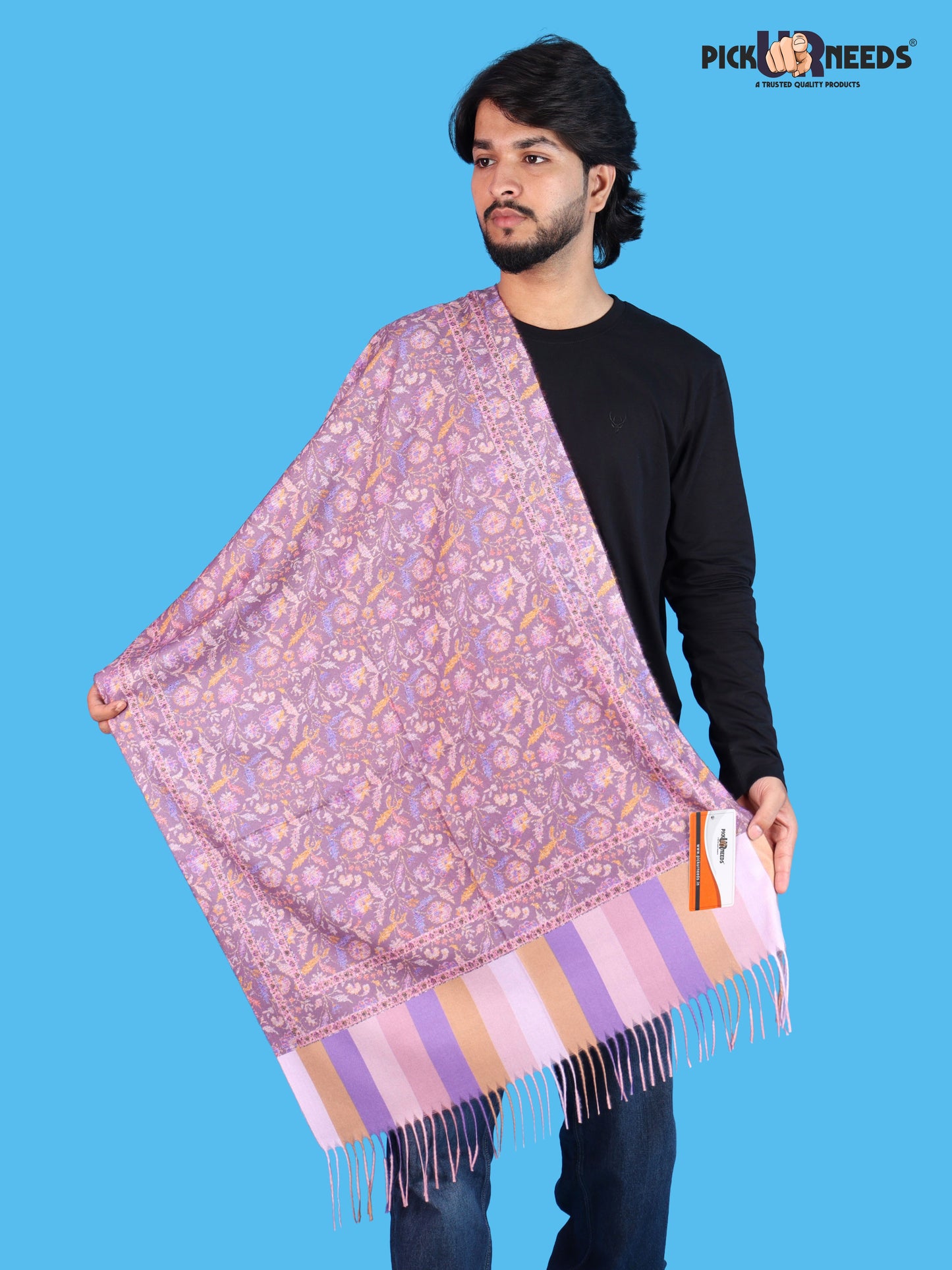 Pick Ur Needs Men’s Winter Shawl Soft Printed Warm Wrap with Fringed Ends for Casual & Formal Wear For Boys