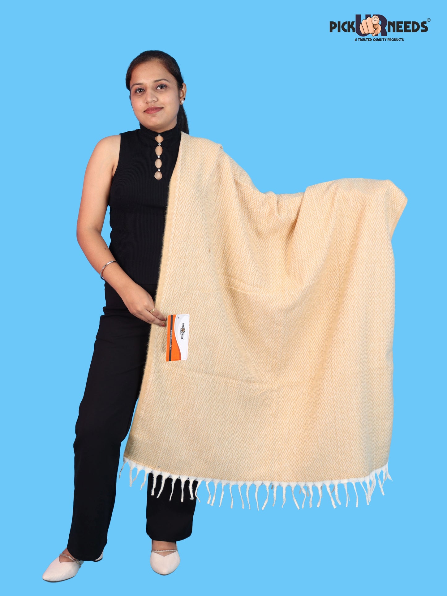 Pick Ur Needs Women’s Winter Muffler Shawl Soft & Warm Knitted Herringbone Wrap with Elegant Fringe Stole For Girls