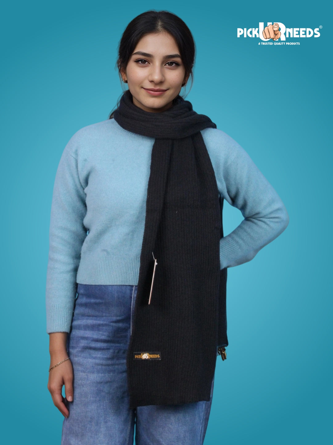 Pick Ur Needs Ultra Soft Ribbed Knit Muffler for Women Warm Winter Woolen Scarf Cozy Lightweight Neck Warmer for Casual & Outdoor Use