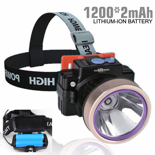 Pick Ur Needs Rechargeable Headlamp With 2400 mAh Lithium Battery Type C Charge 150 Watt Laser 5 hrs Torch Emergency Light  (Copper)