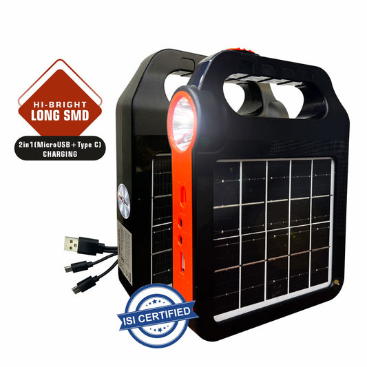 Pick Ur Needs Solar Chargeable Inverter Set Torch With Side Light + 2 Bulb 1 Type C 1 USB Port 5 hrs Torch Emergency Light  (Small Inverter Set)