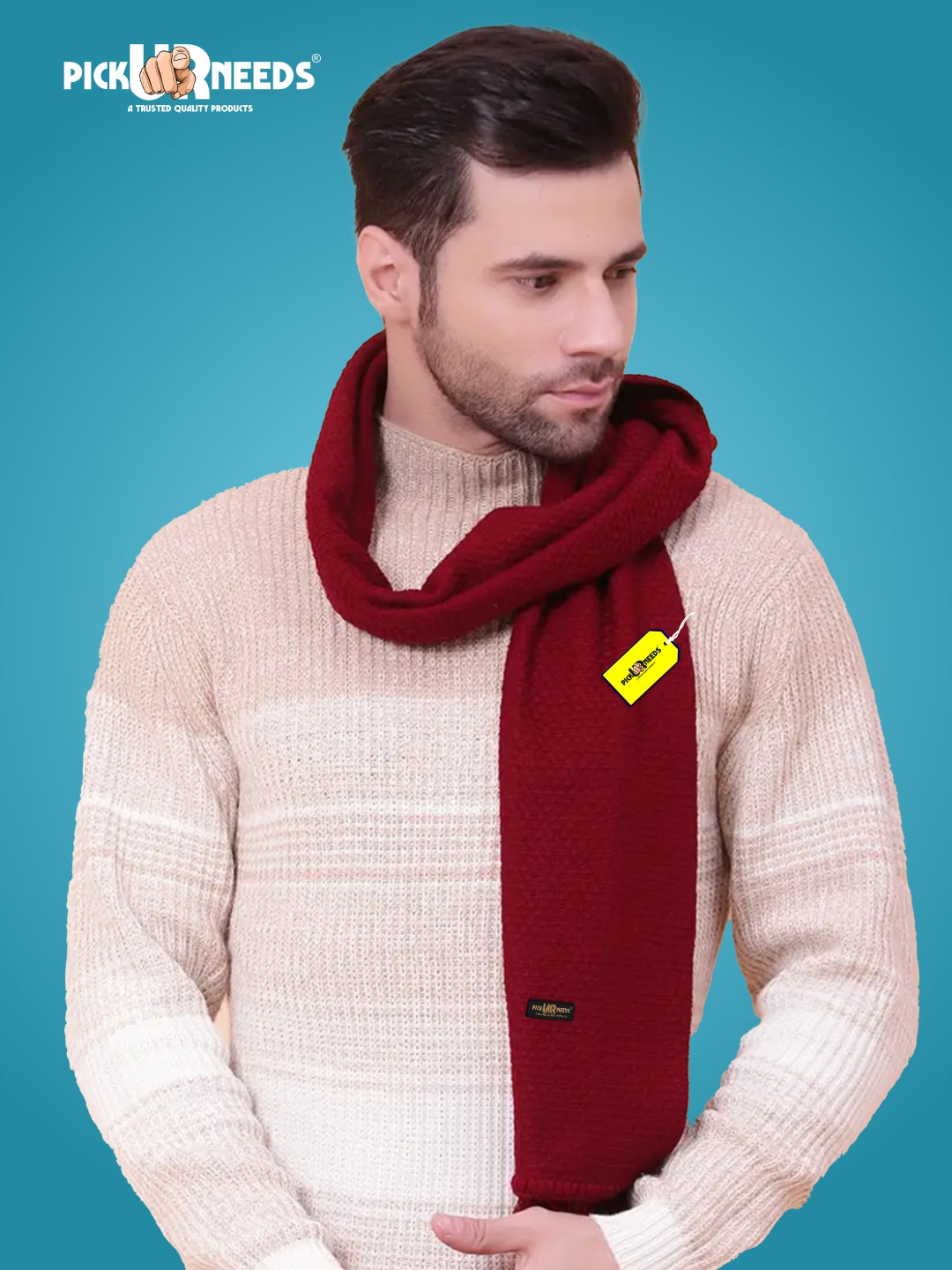 Pick Ur Needs Premium Soft, Warm & Breathable Wool Blend Winter Scarf for Men Fashionable Elegant Muffler