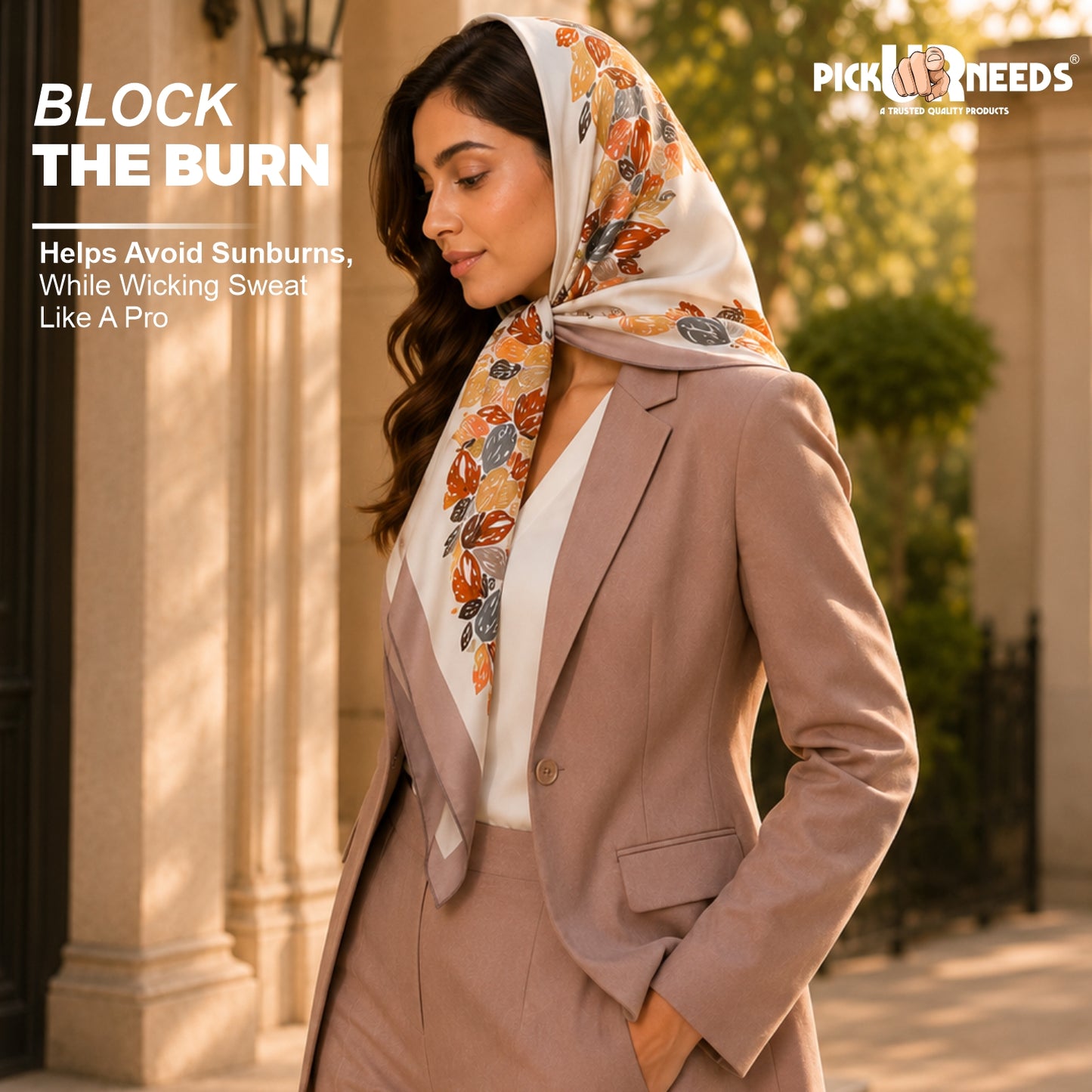 Pick Ur Needs Premium Satin Silk Feel Rectangle Scarf for Womens & Girls Floral Printed Long Fashion Stall Soft Lightweight Neck, Head & Shoulder Wrap