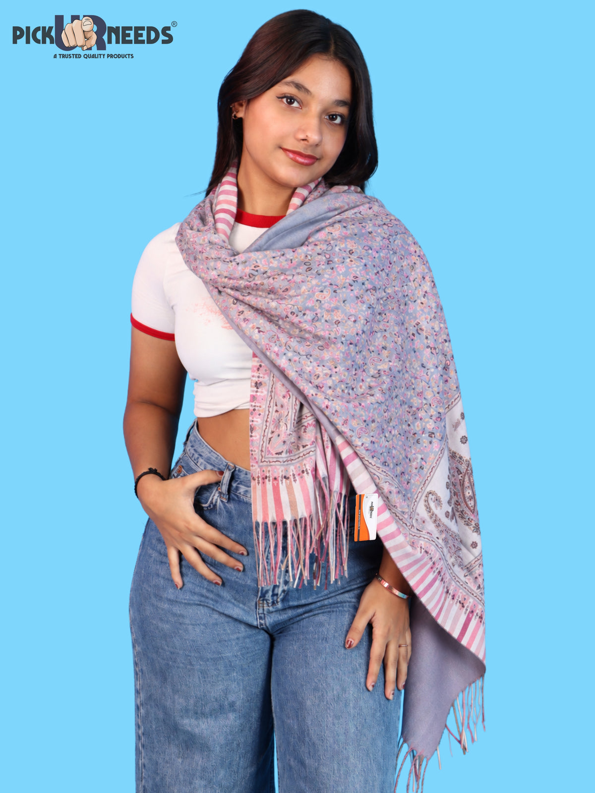 Pick Ur Needs Women Winter Shawl & Muffler Soft Warm Floral Paisley Printed Stole with Tassels Stylish Lightweight Neck Wrap Scarf for Women & Girls