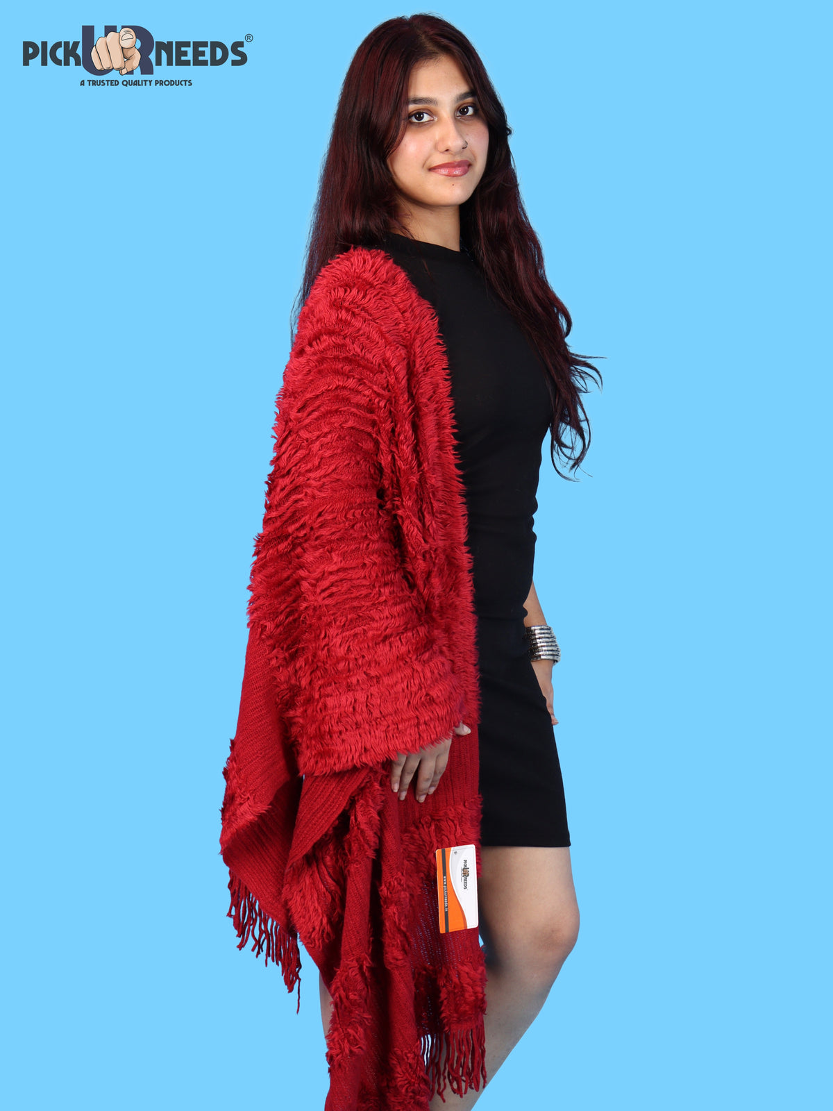Pick Ur Needs Warm Winter Shawl & Stole for Women & Girls Soft Textured Woven Wrap with Fringe Detailing