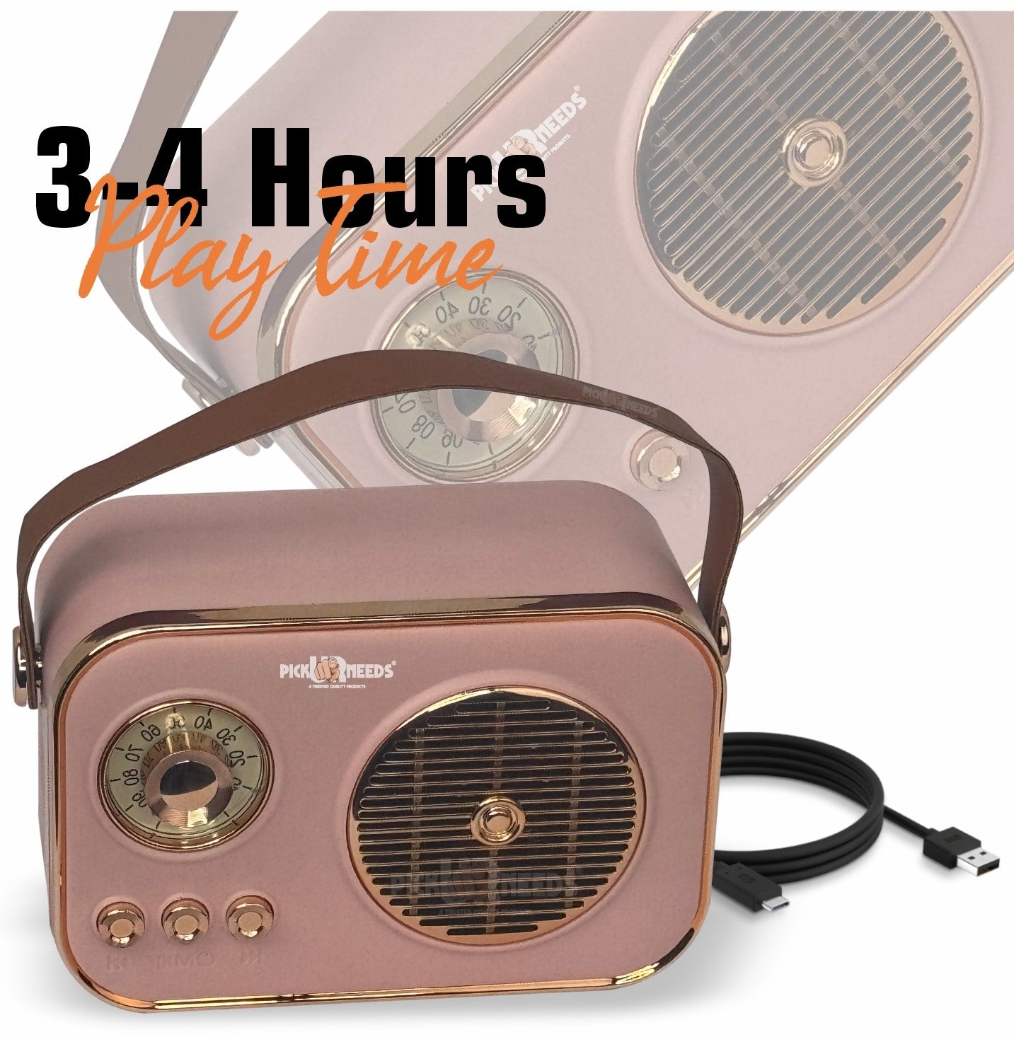 Pick Ur Needs Portable Wireless Bluetooth Speaker With Premium Design TF Card/ USB Support TWS 5 W Bluetooth Speaker  (Cream, 5.0 Channel)